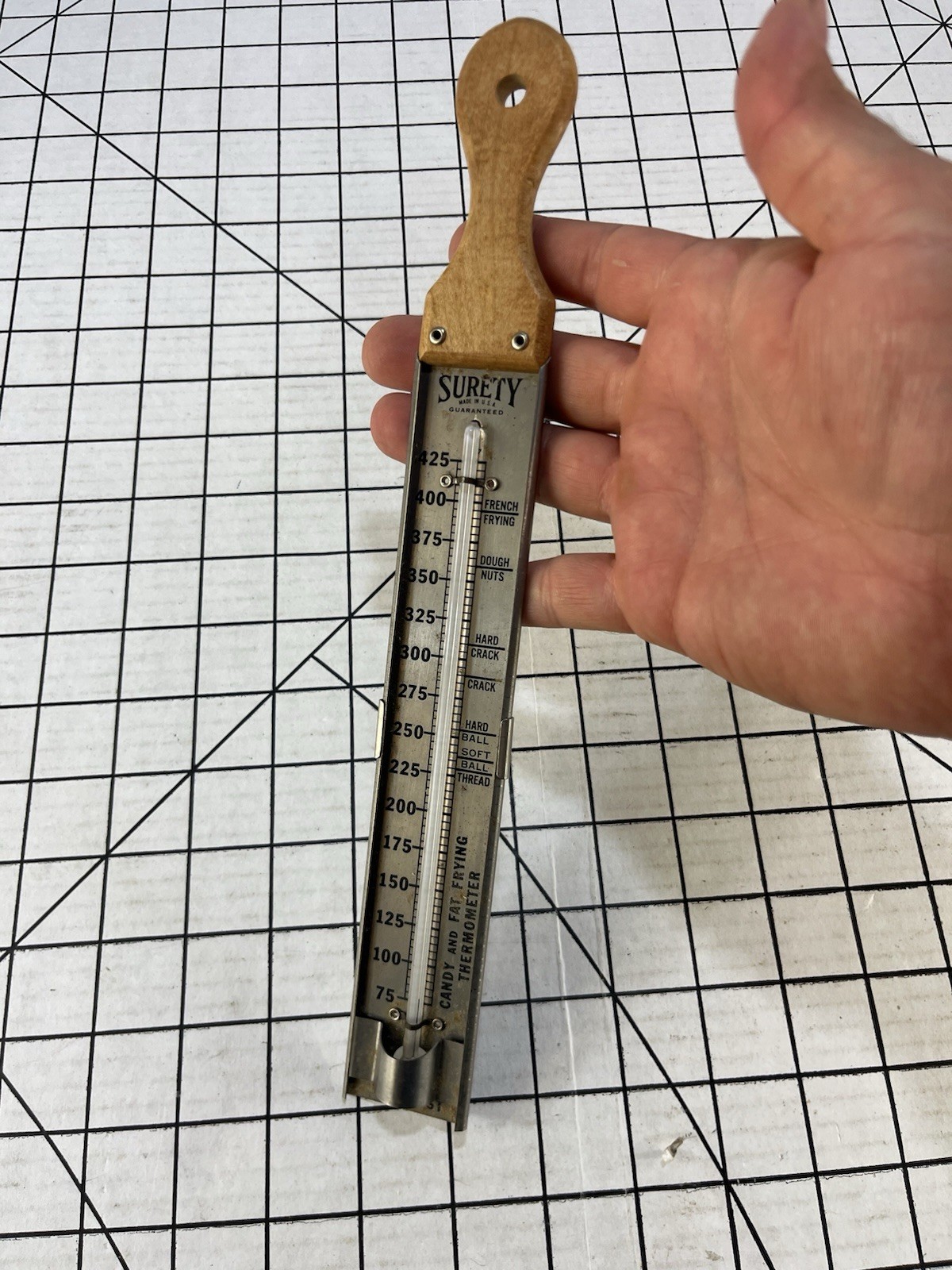 Vintage Surety Candy Jelly Deep Fat Frying Thermometer 11 ½” Kitchen Tool Decor
