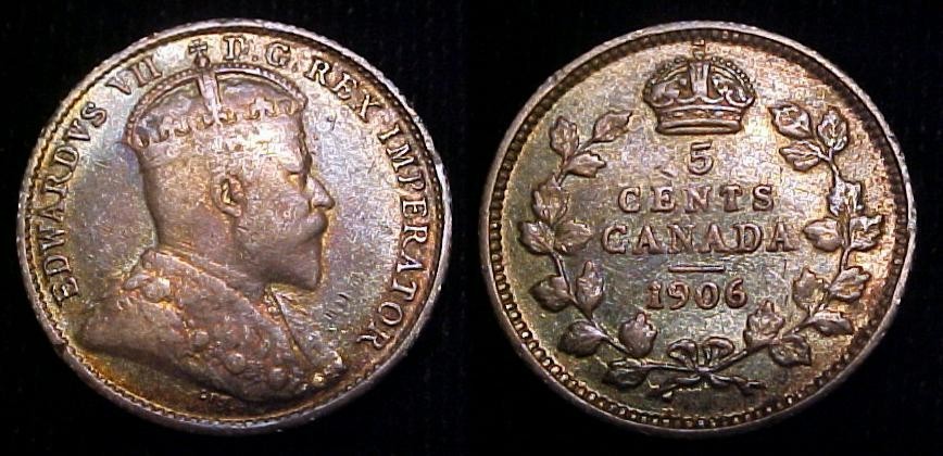 CANADA 1906 Silver Five Cents VF