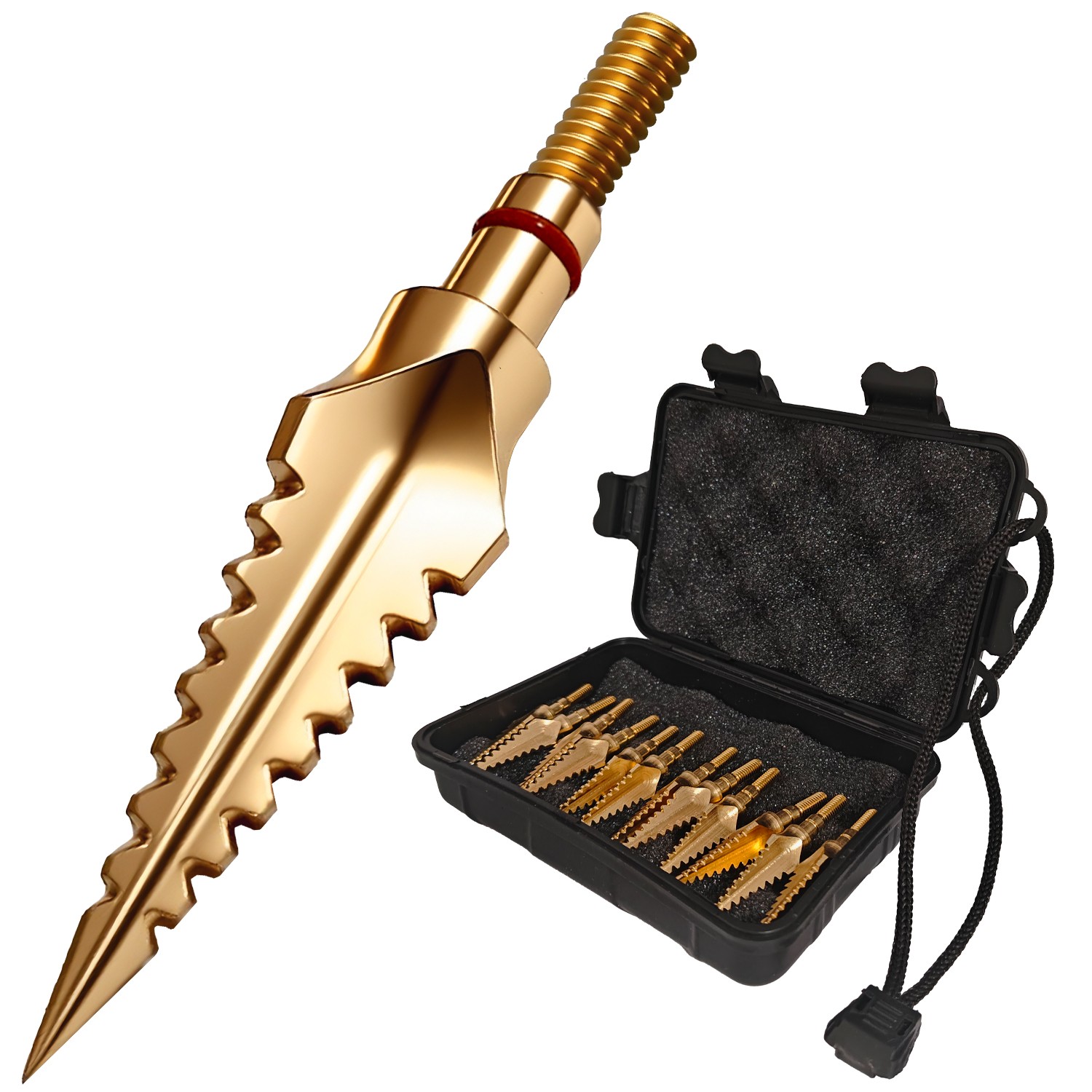 12pcsTraditional Gold Sawtooth Fangs Broadheads Durable 125 Grain Arrow Tip
