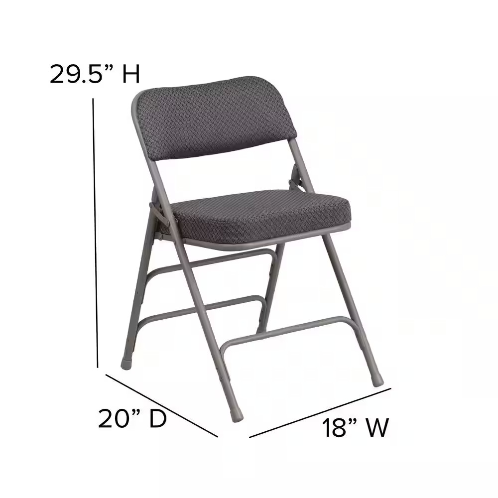 Hercules Series Premium Curved Triple Braced & Quad Hinged Gray Fabric Upholster