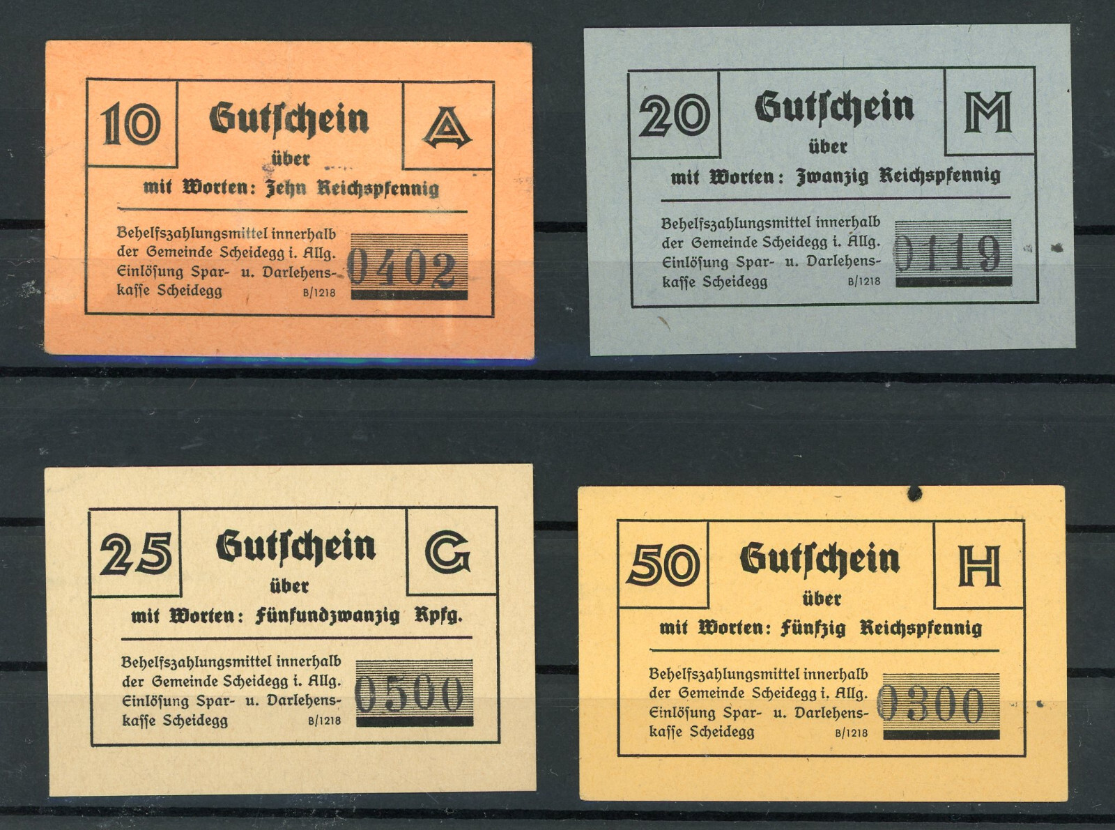 Scheidegg 4 Coupons Notgeld Banknotes ..................................2/20313