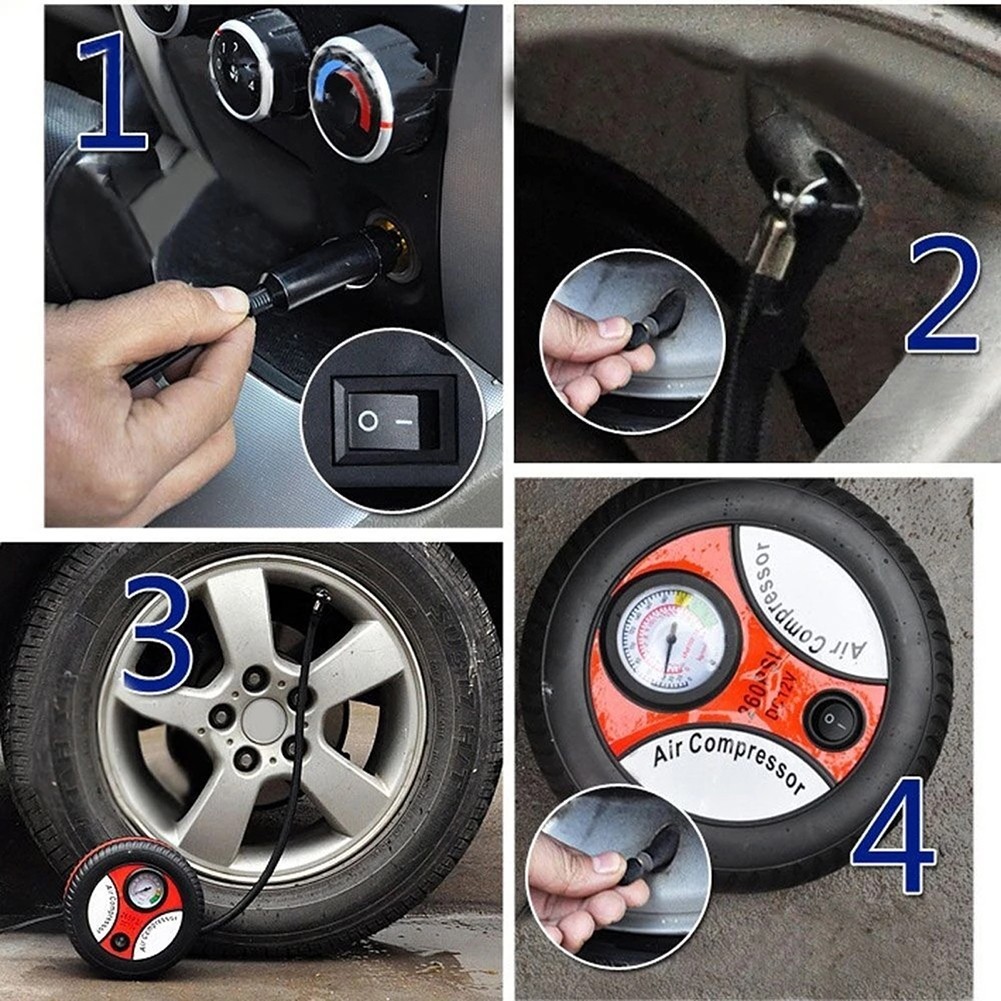 Suitable for Car Tires 12V Portable Air Compressor Wheel Inflator Pump