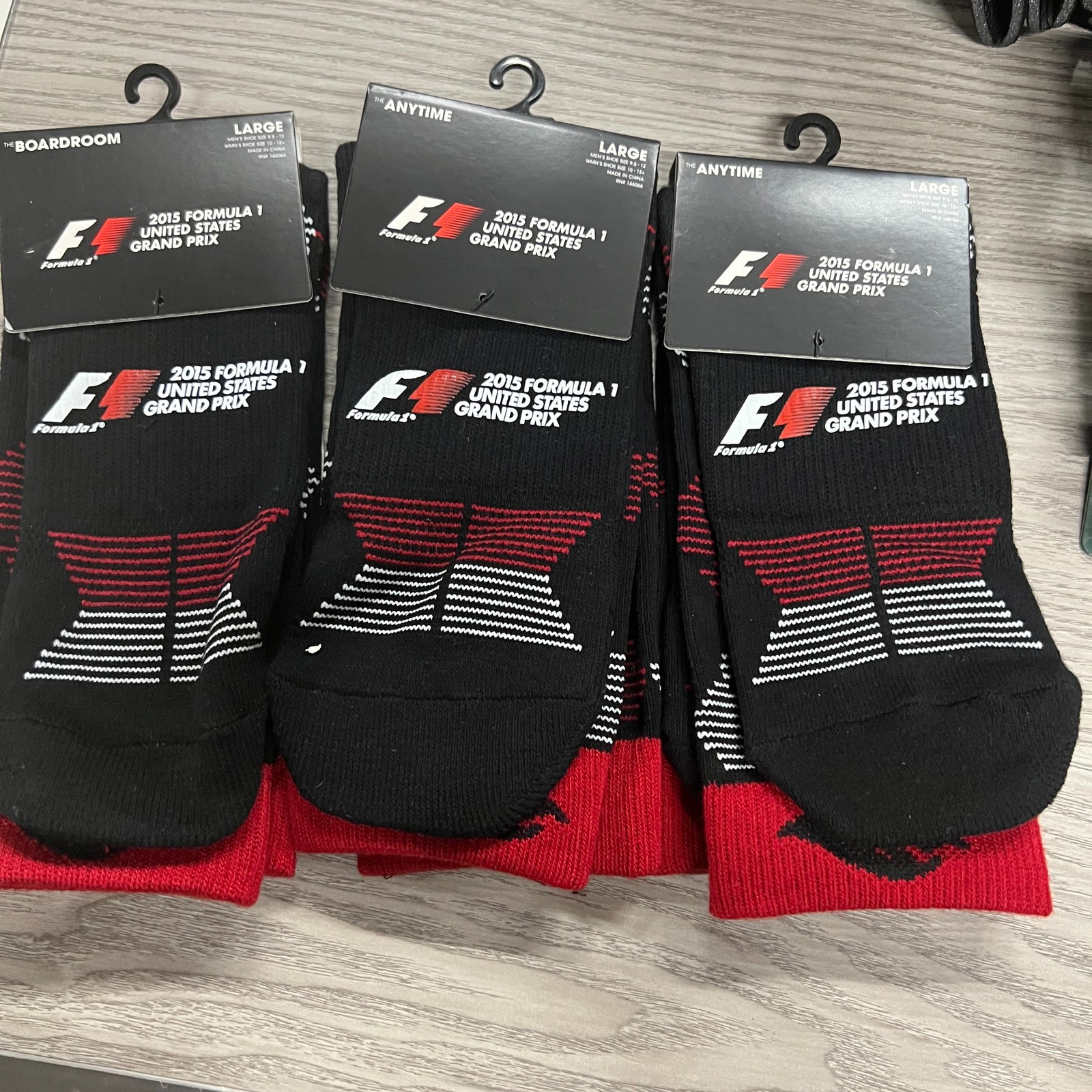 Formula 1 Socks F1 Racing Tire Design Red White Black Collection 3 PAIR