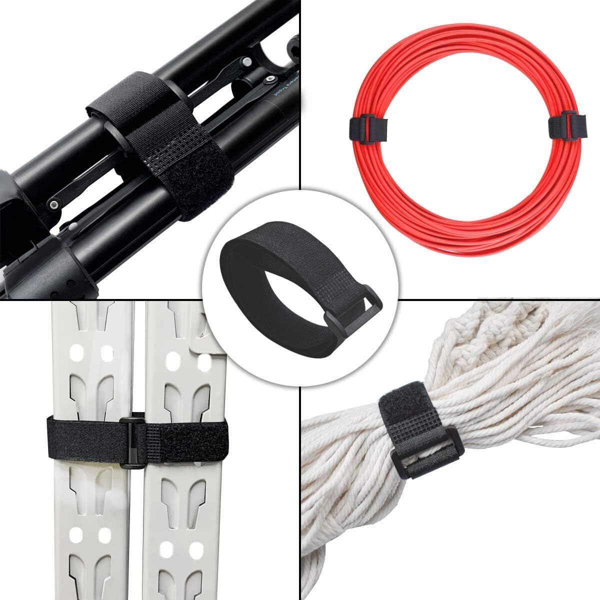 20 Pack Reusable Cinch Straps Fastening Cable Nylon Hook and Loop Cinch