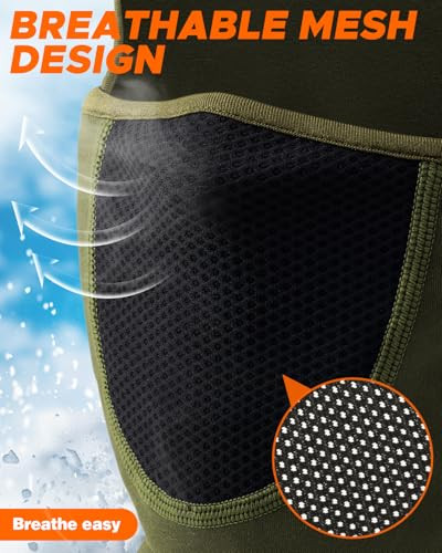Balaclava Face Ski Mask with Movable Deisgn for Men Women-Fleece 1 Armygreen