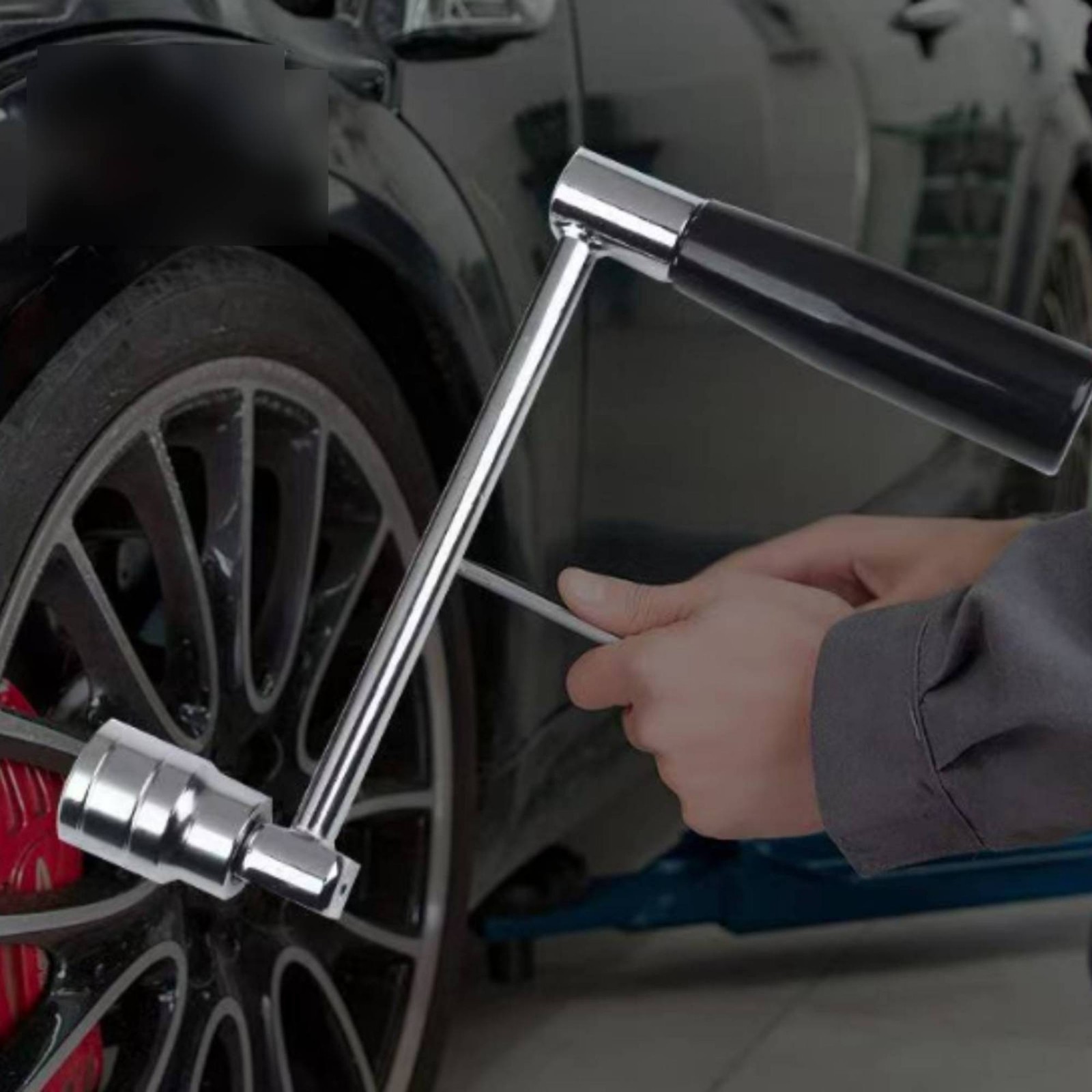 Wheel Wrench with Socket Adapters Portable Tire Changing Tool Compact for
