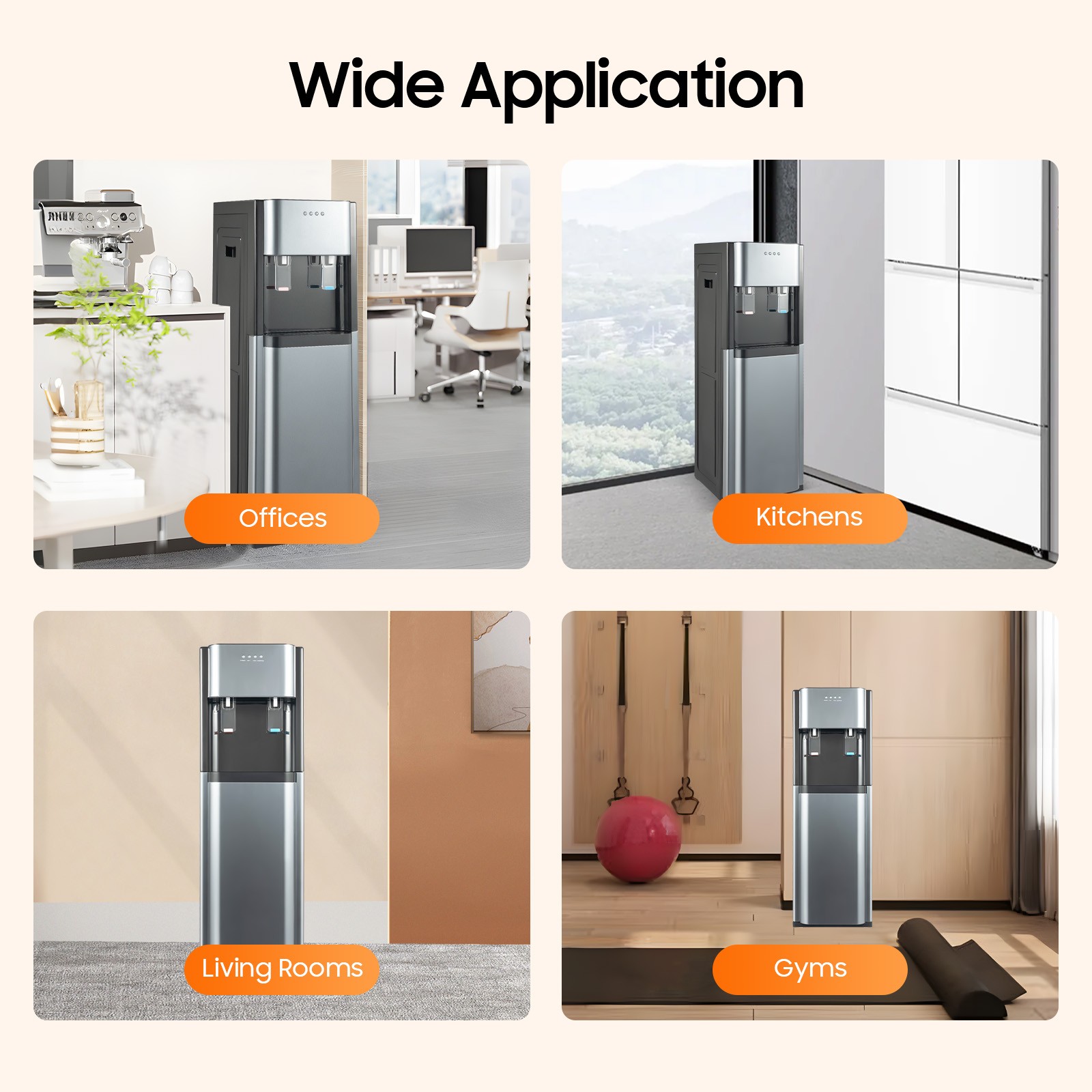 5.28Gal Water Dispenser Bottom Loading Hot & Cool Stainless Steel Water Cooler