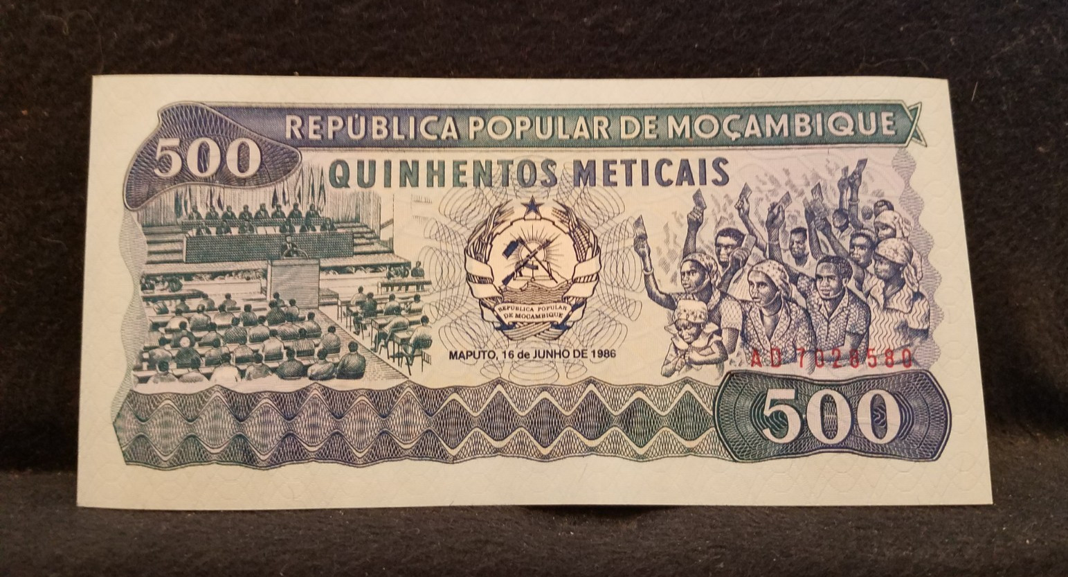 Mozambique 1986 500 meticais (1983-1989 issue), crisp UNC, P-131b (MZ5)