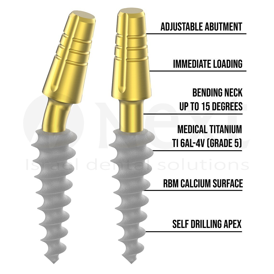 Bendable Neck Sterile Dental Root Shaped Compressive One Piece Titanium RBM