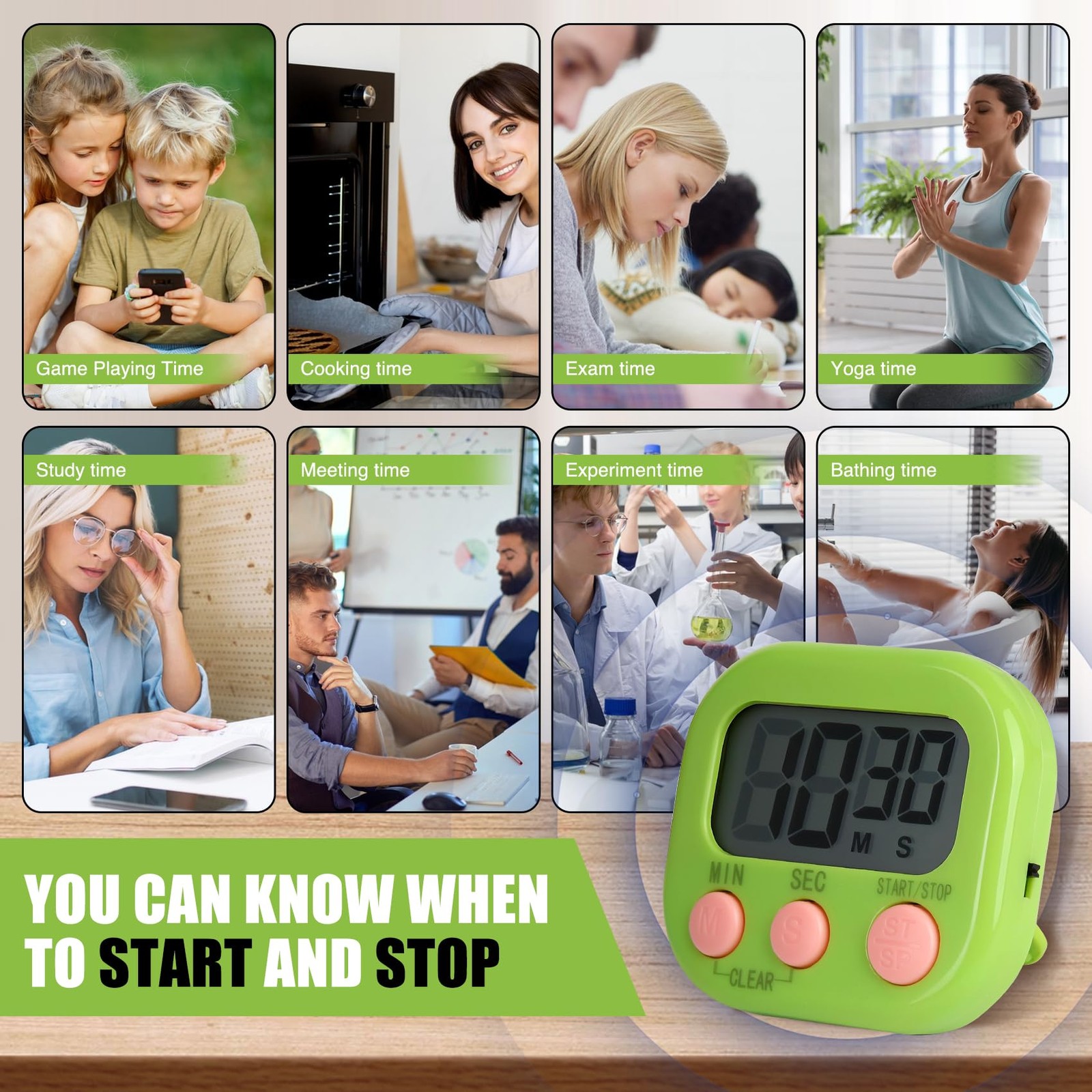 6 Pack Multi-Function Electronic Timer, Colorful Kitchen Timers Digital Magne...