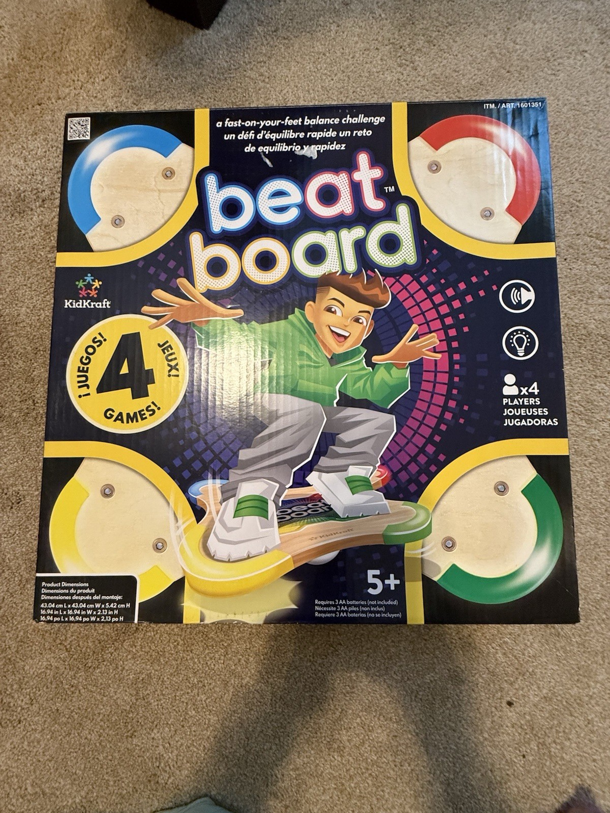 KidKraft Beat Board Wooden Stand-On Balance Game, 4 Modes Children Fun Challenge