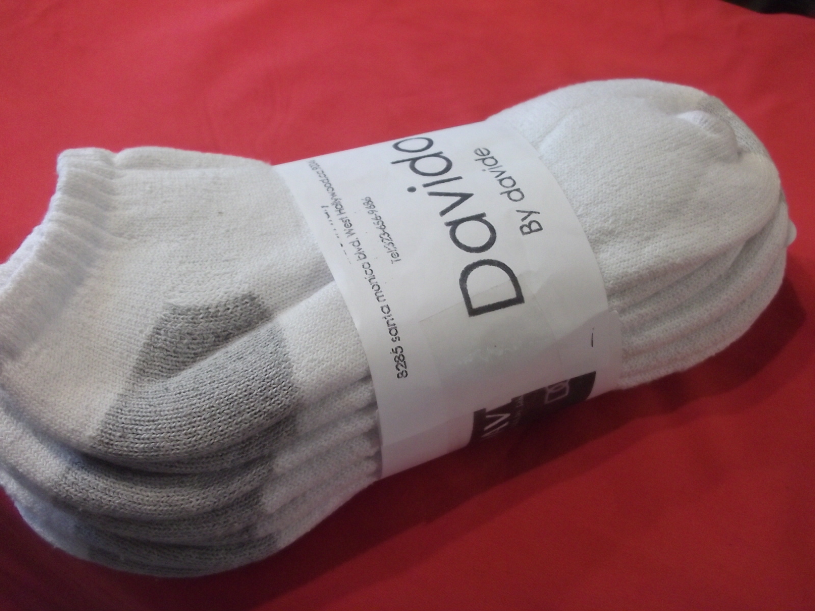 Davido mens socks ankle low cut 100% cotton made in Italy white 4 pair siz 10-13