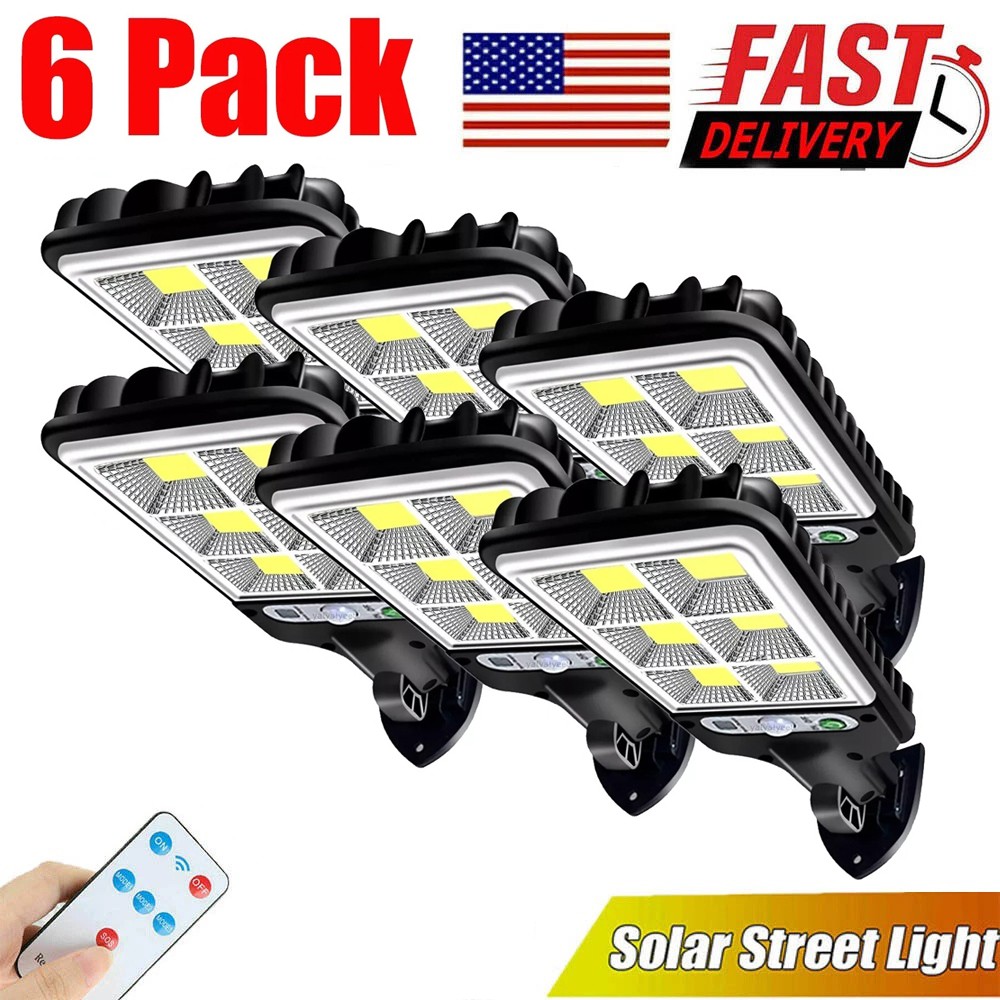 6PCS Outdoor Solar Wall Light LED Motion Sensor Bright Flood Street Lamp 3 Modes
