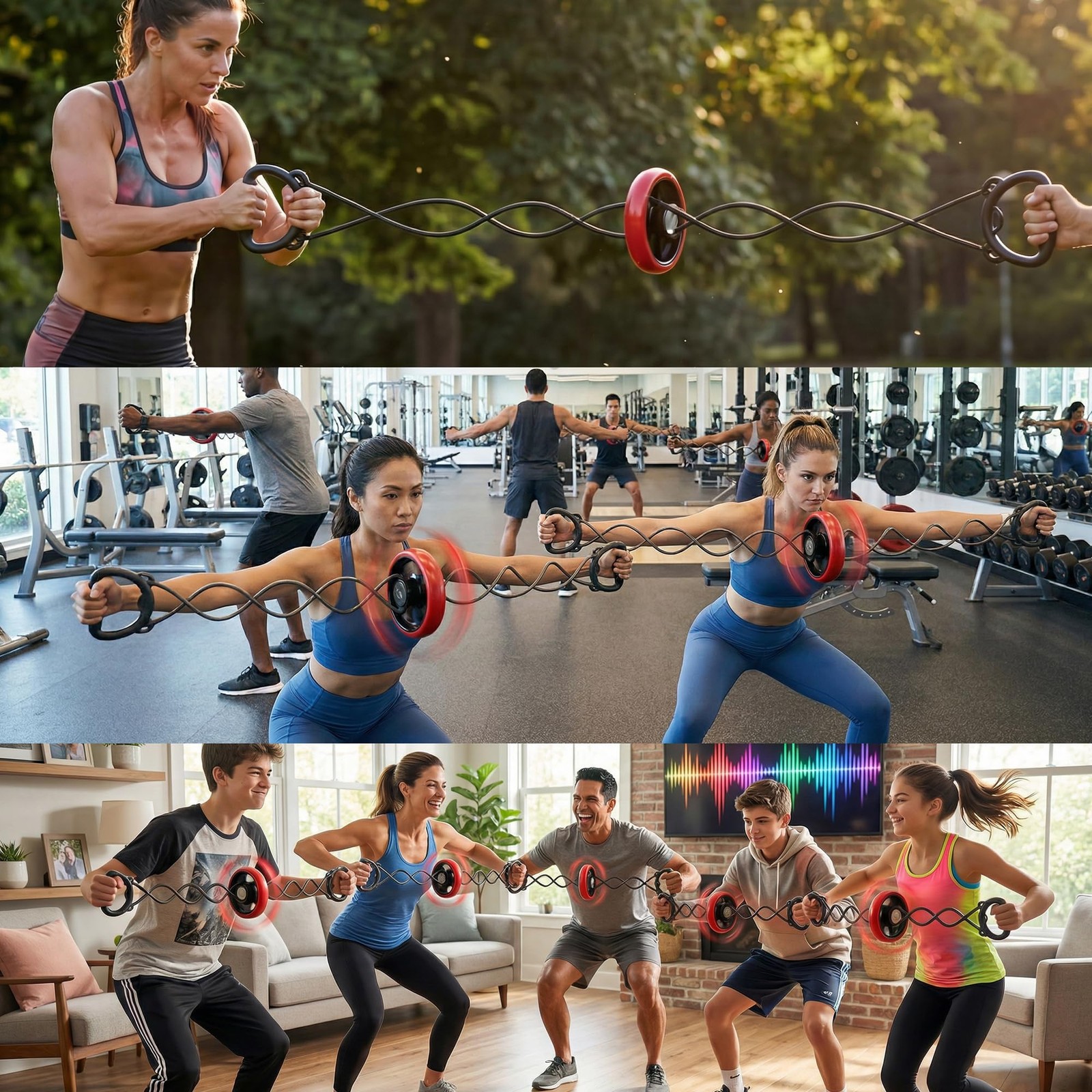 Fun Family Workout Challenges,Shoulder Stretch Rotate Resistance Bands with H...