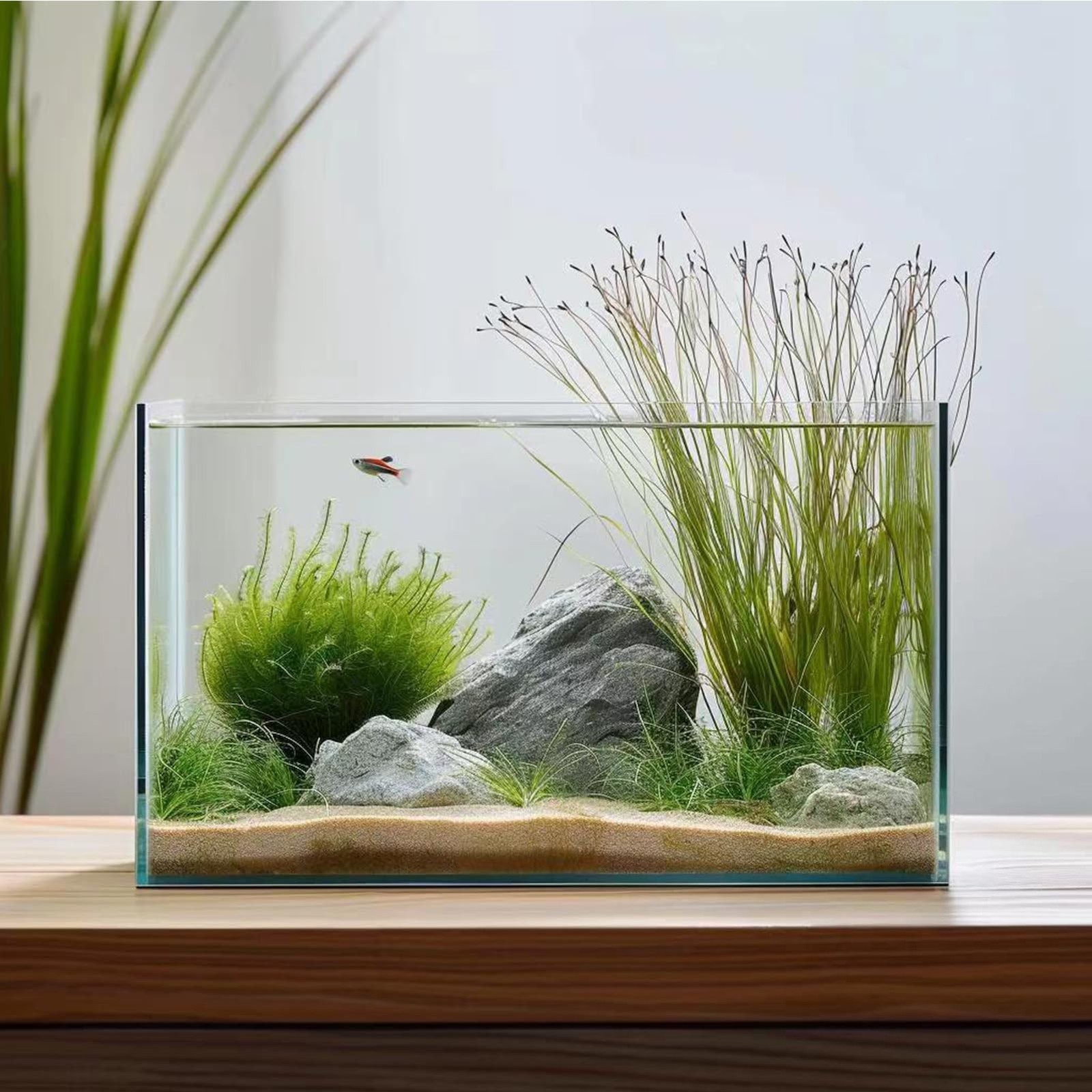 5 Gallon Glass Fish Tank, Easy to Maintain Small Aquarium for Betta/Goldfish/...