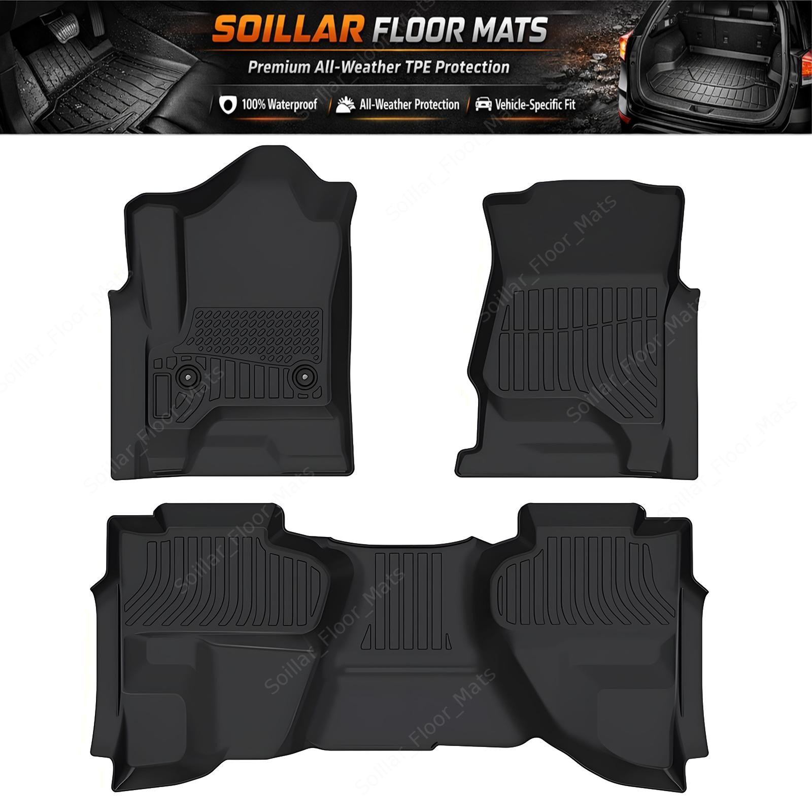 1st &2nd Floor Mats Liner Fits 2014-2019 Chevy Silverado GMC Sierra Extended Cab