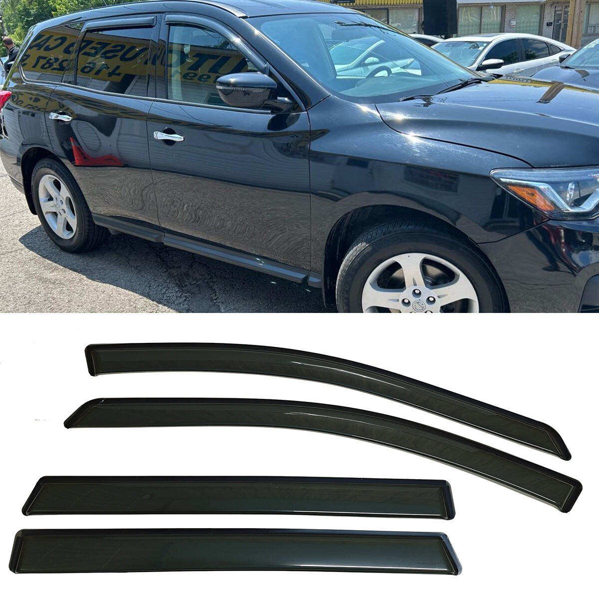 Fit 2013-2020 Nissan Pathfinder Window Visors Sun Vent Shade Rain Guards Smoke