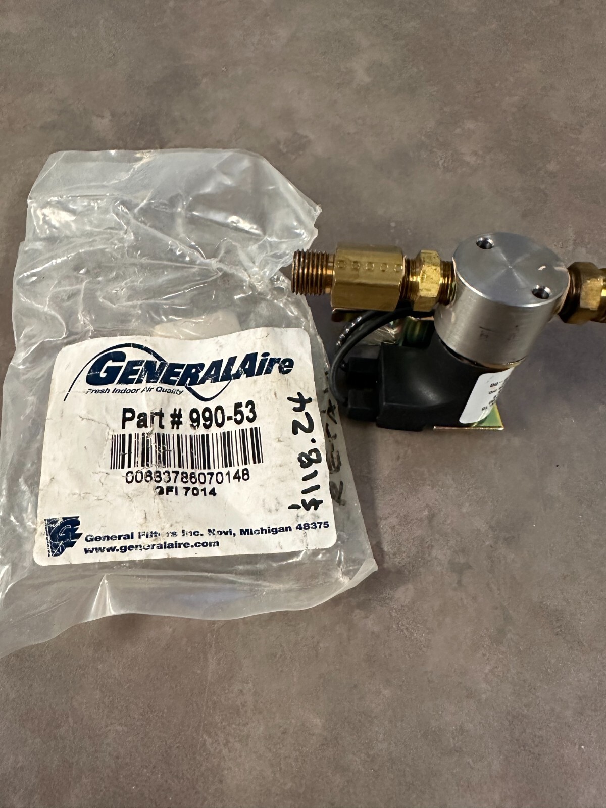 GeneralAire Humidifier Solenoid Valve Part 990-53 Whole House Humidifier B14-314