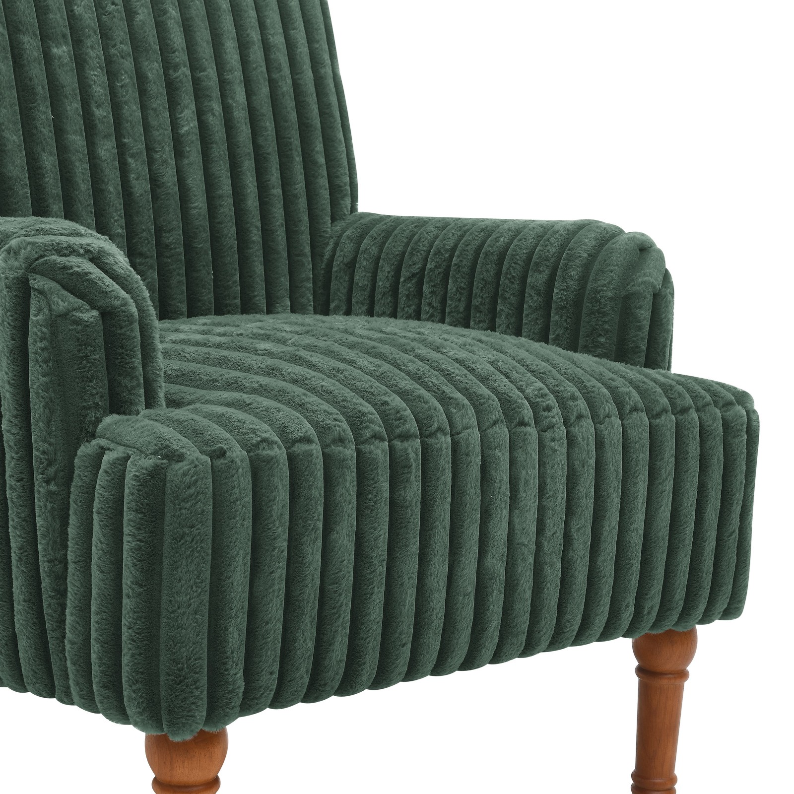 Wide Wale Corduroy Accent Chair Army Green Solid Wood Legs Comfortable Armchair
