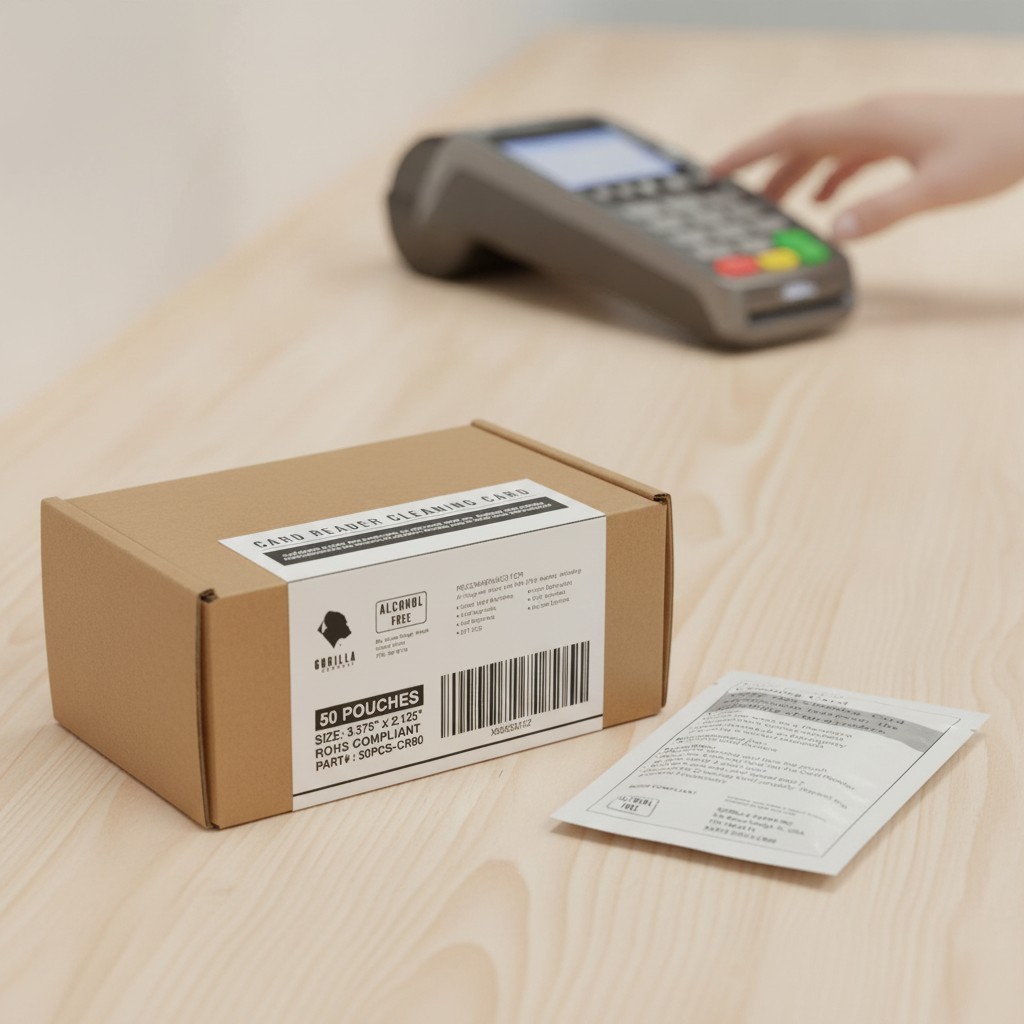 Essential 50 Pack Alcohol-Free Cleaning Cards for POS Terminal Care - Dual-Sided