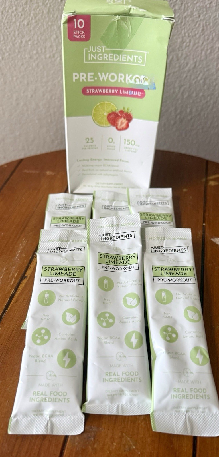Just Ingredients Pre-Workout Sports Drink Powder Packet (6) - Strawberry Limeade