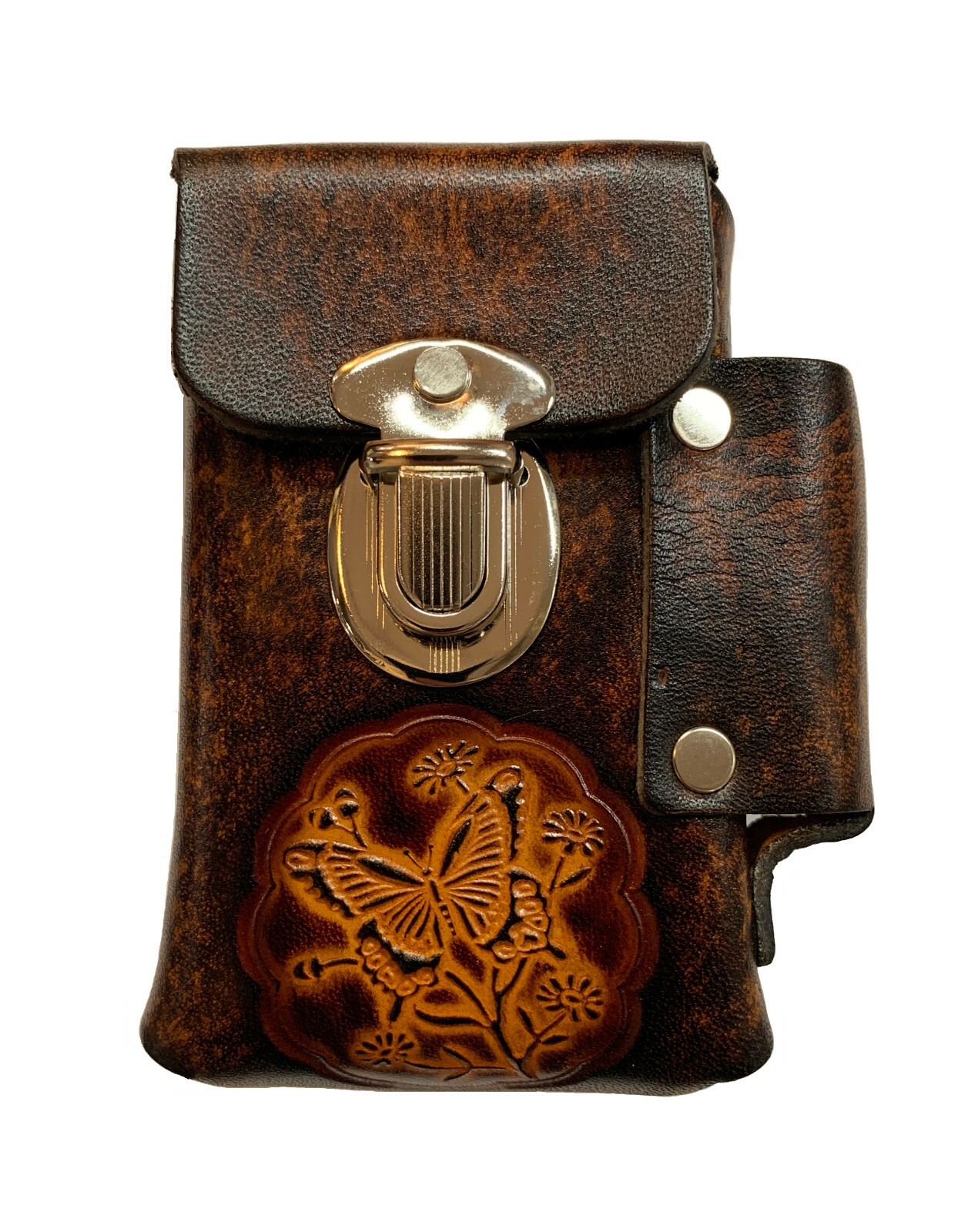 Hand-Crafted Leather Cigarette Case, Many Designs, Cross Rose Butterfly Dolphin