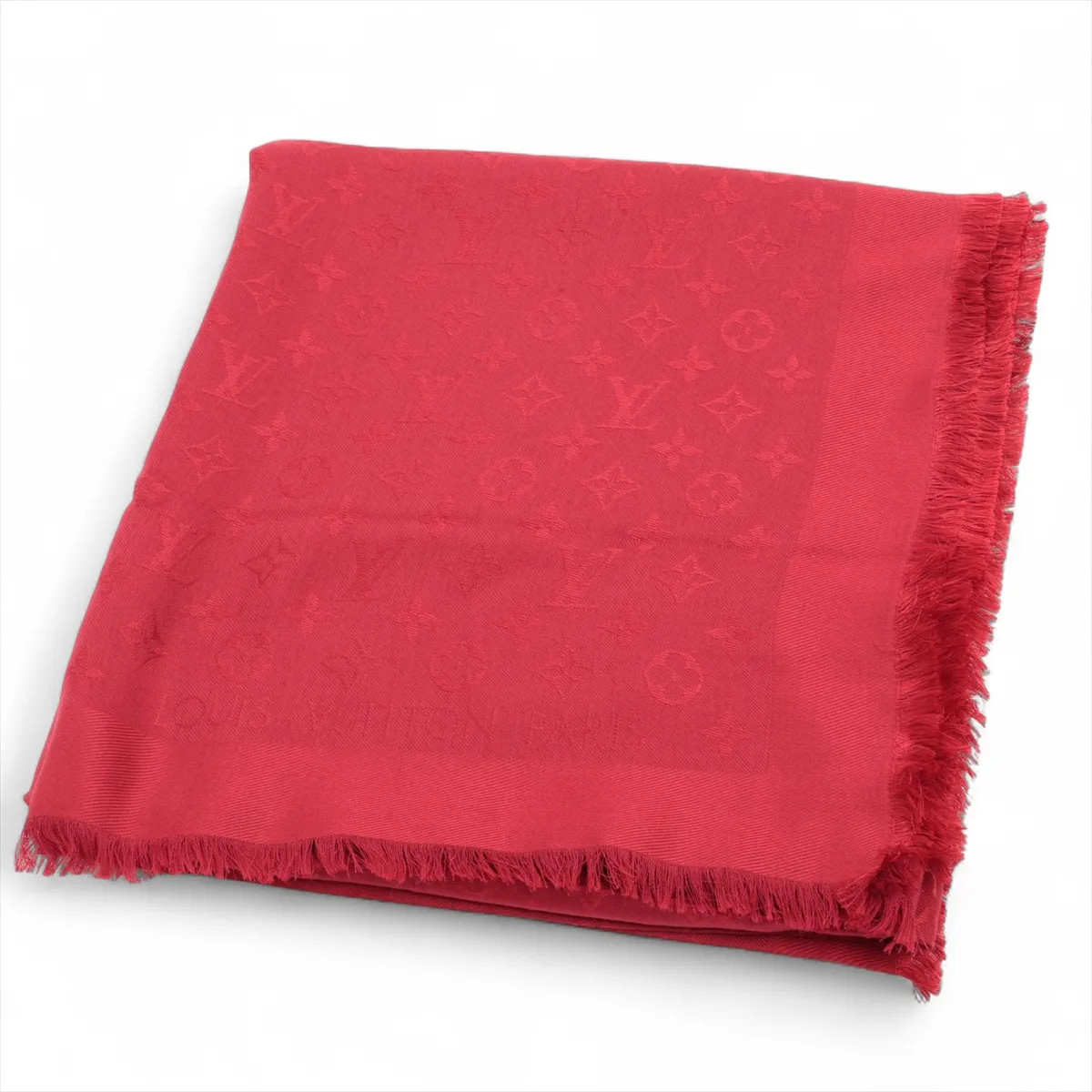 Louis Vuitton M72237 Shawl Monogram Stole Wool & silk Red