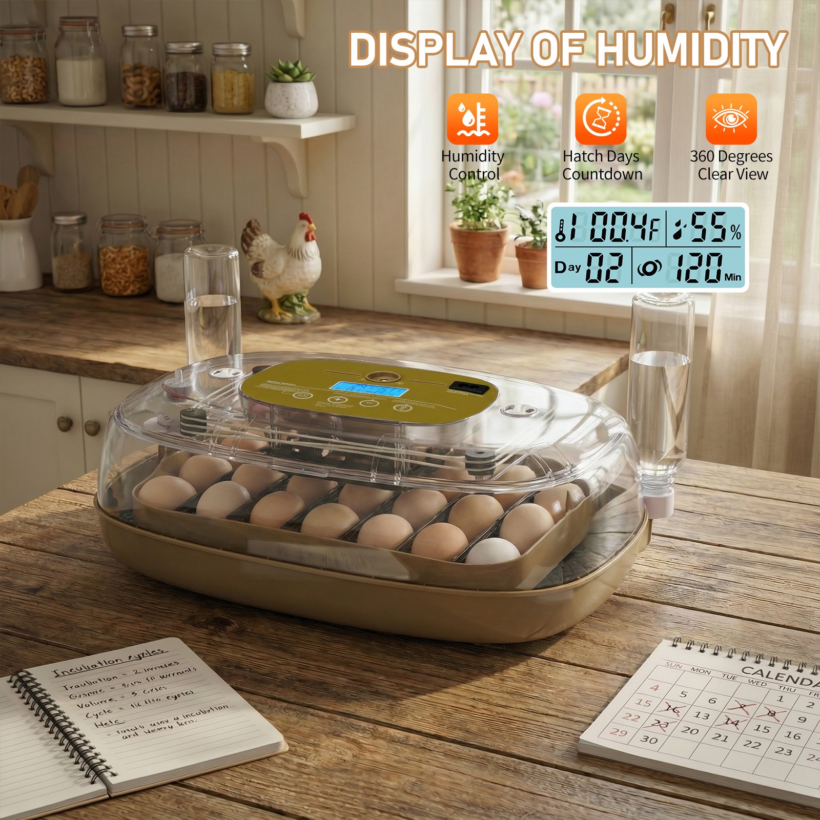 Digital Incubator for Hatching 12 Eggs, Egg Incubator with Automatic Egg Turning