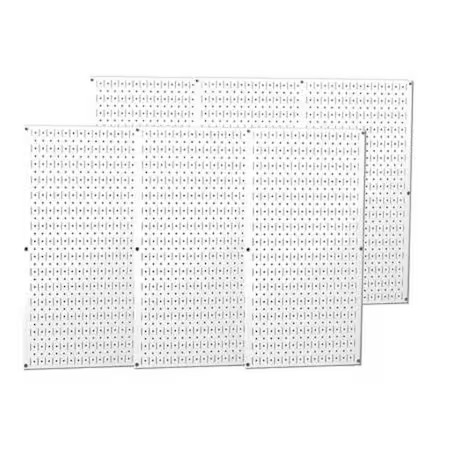 Wall Control 35-P-3296Wh Pegboard Panel, Round 1/4 In Holes, 1 In Hole Spacing,