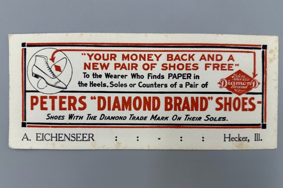 c 1920 PETERS Diamond Brand SHOES Advertising Ink Blotter HECKER Illinois