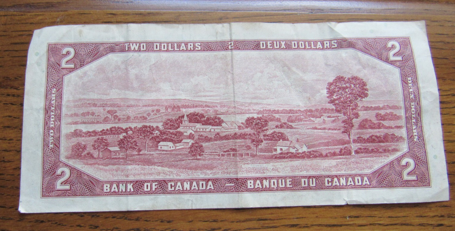 Canadian 2 Dollar Bill Ottawa 1954