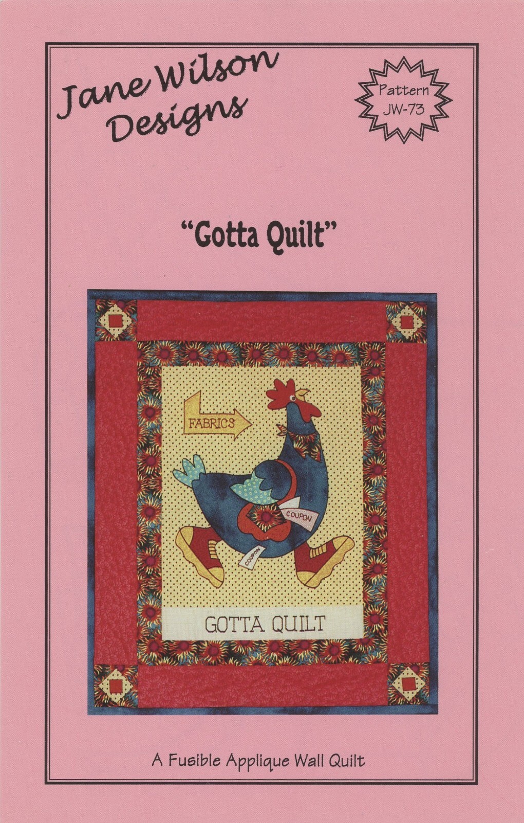 Jane Wilson Designs Chicken Gotta Quilt 21.5" x 25.5" Applique Pattern