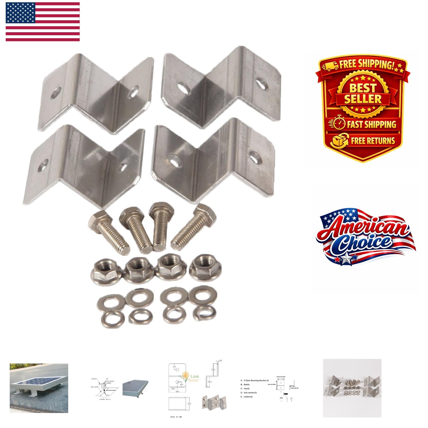 Lightweight Solar Mounting Brackets - Durable 80W Support for RV and Camper Vans