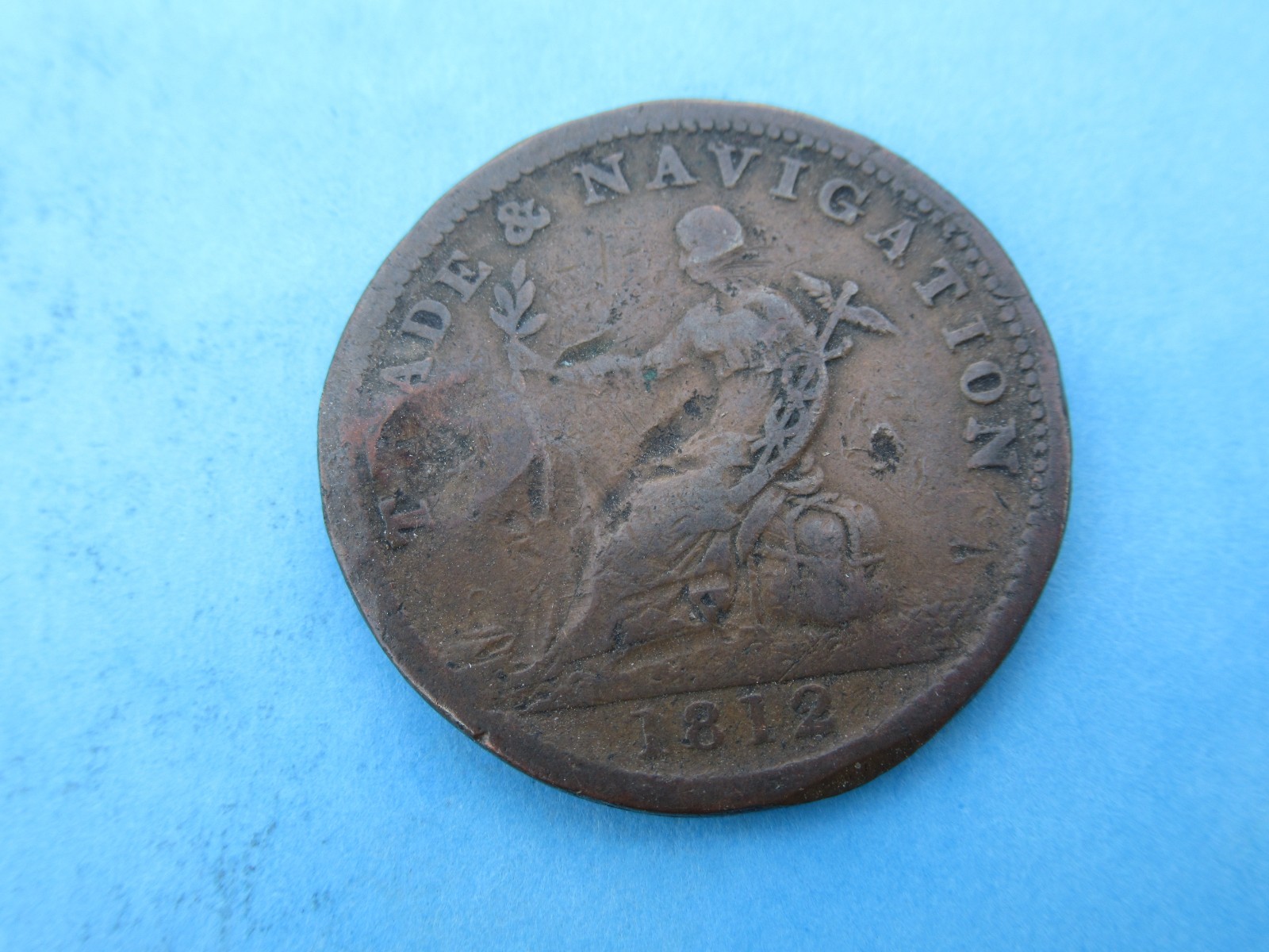 1812 CANADA NOVA SCOTIA TRADE & NAVIGATION HALF PENNY 1/2d TOKEN COIN