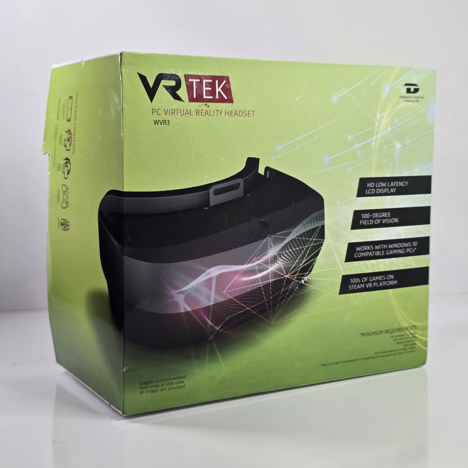 VR TEK WVR3 PC VR Headset HD LCD Display 100° FOV 60Hz HDMI USB Controller