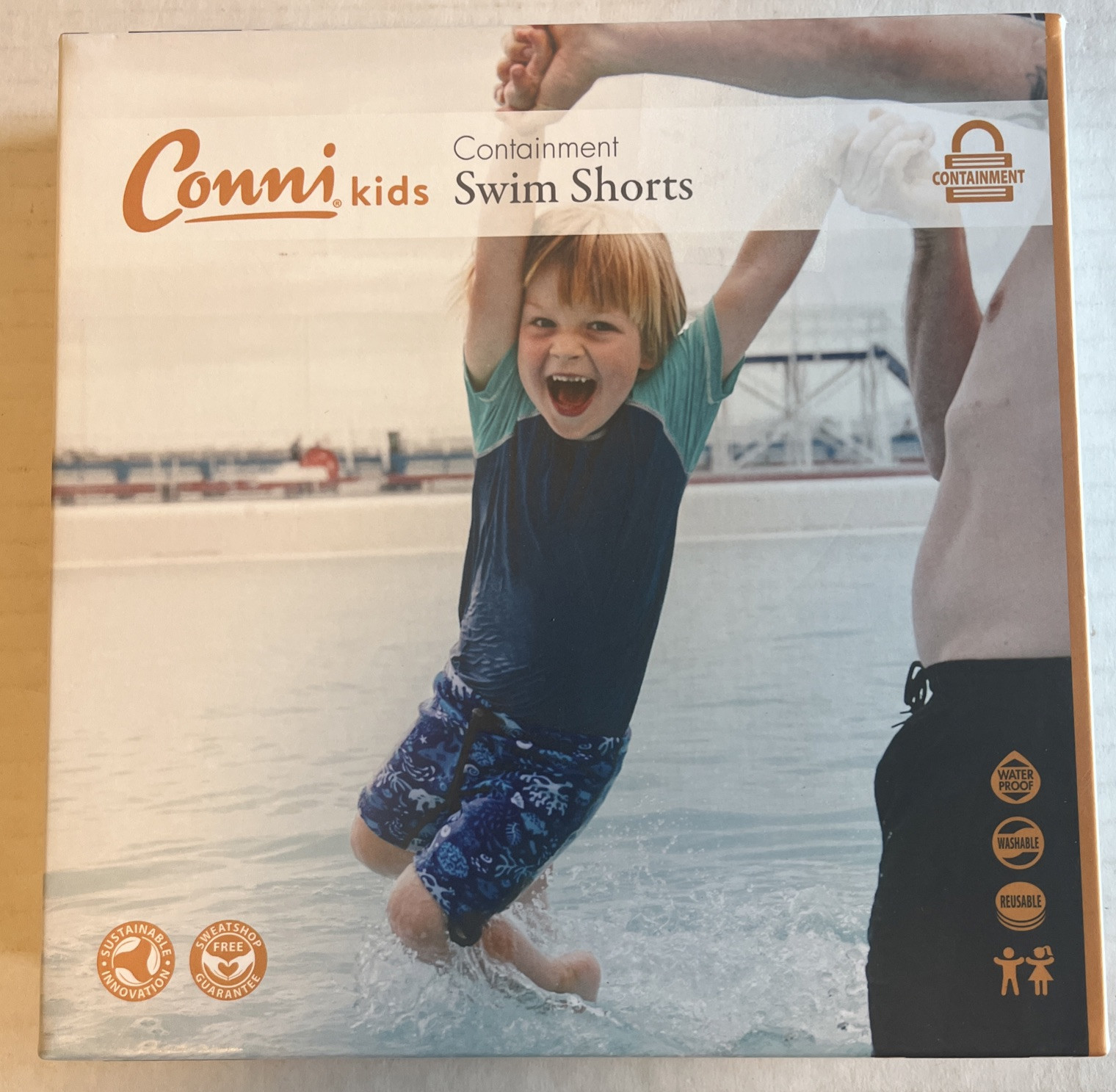 Conni Kids Containment Swim Shorts Size 12-14 Waist 27 Blue Reusable Unisex