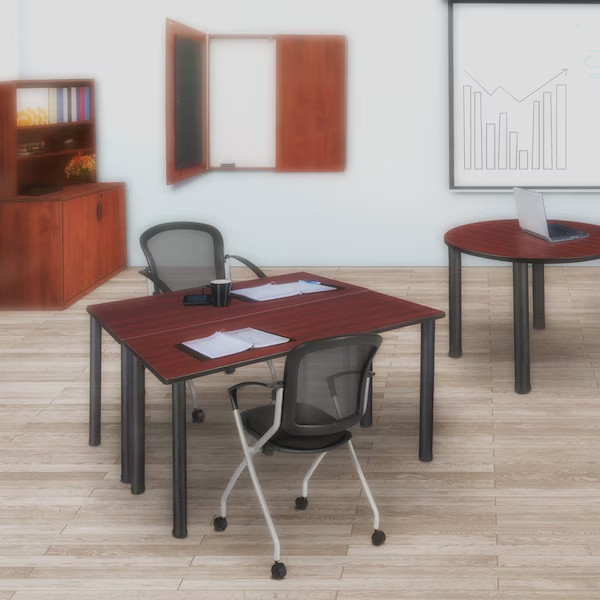 Regency Kee 42 x 24 in. Training Seminar Table- Mahogany Top, Black Legs
