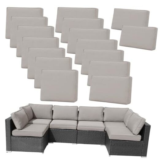 14Pieces Patio Cushion Covers Replacement 25.6" x 25.6" (Pack of 14) Light Gray