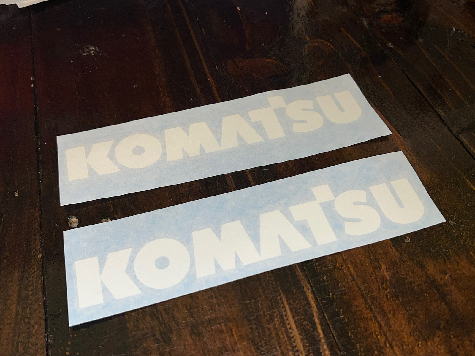 Komatsu 9” White Vinyl Decal Sticker (Set of 2) Excavator Forklift Loader