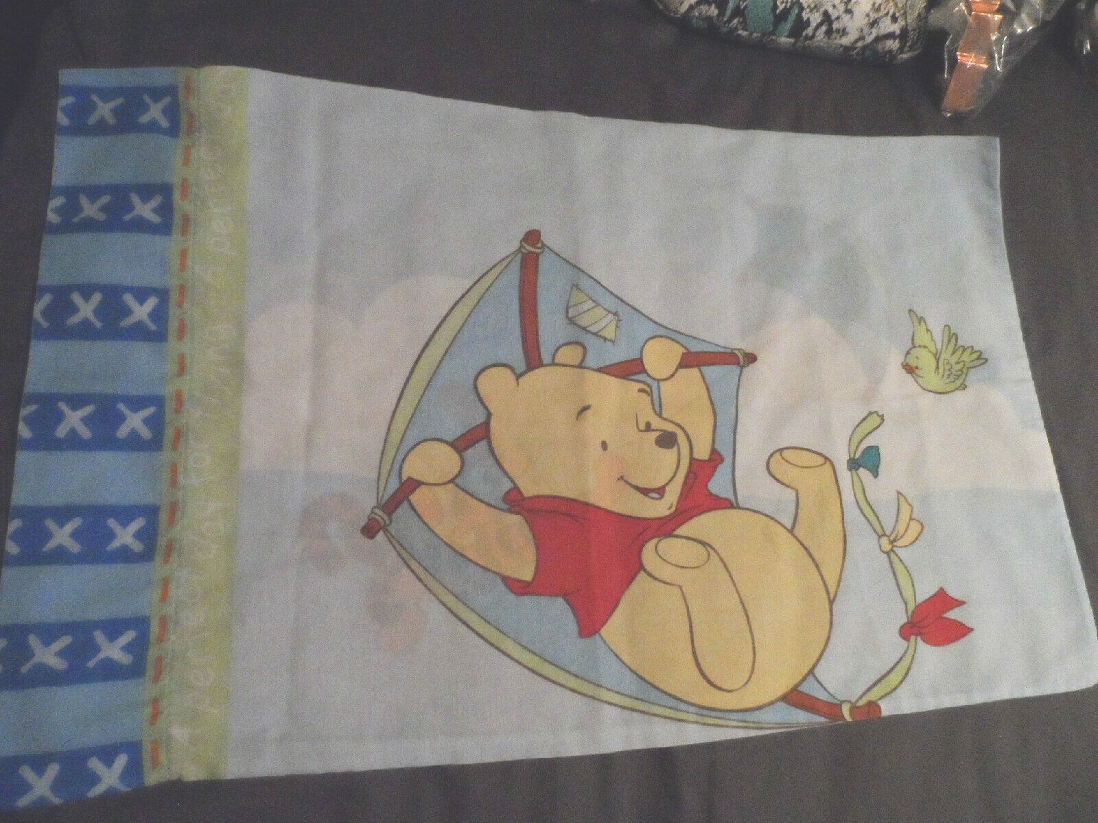 Two Disney Winnie the Pooh & Tigger Standard Pillowcase Flying Kites fabric