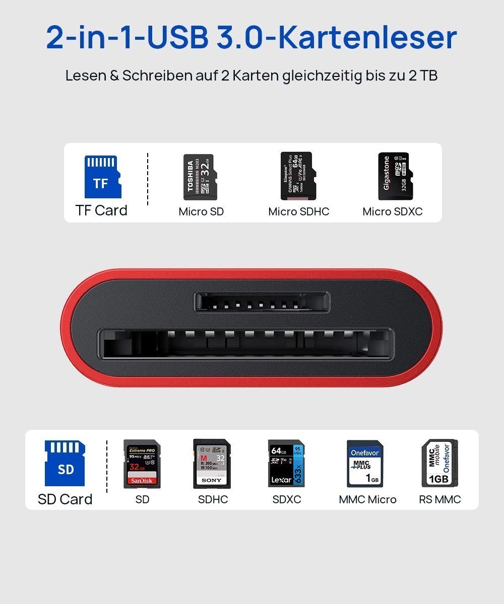 USB 3.0 2 in 1 Card Reader TF Micro SD SD Adapter High Speed Memory Card Reader