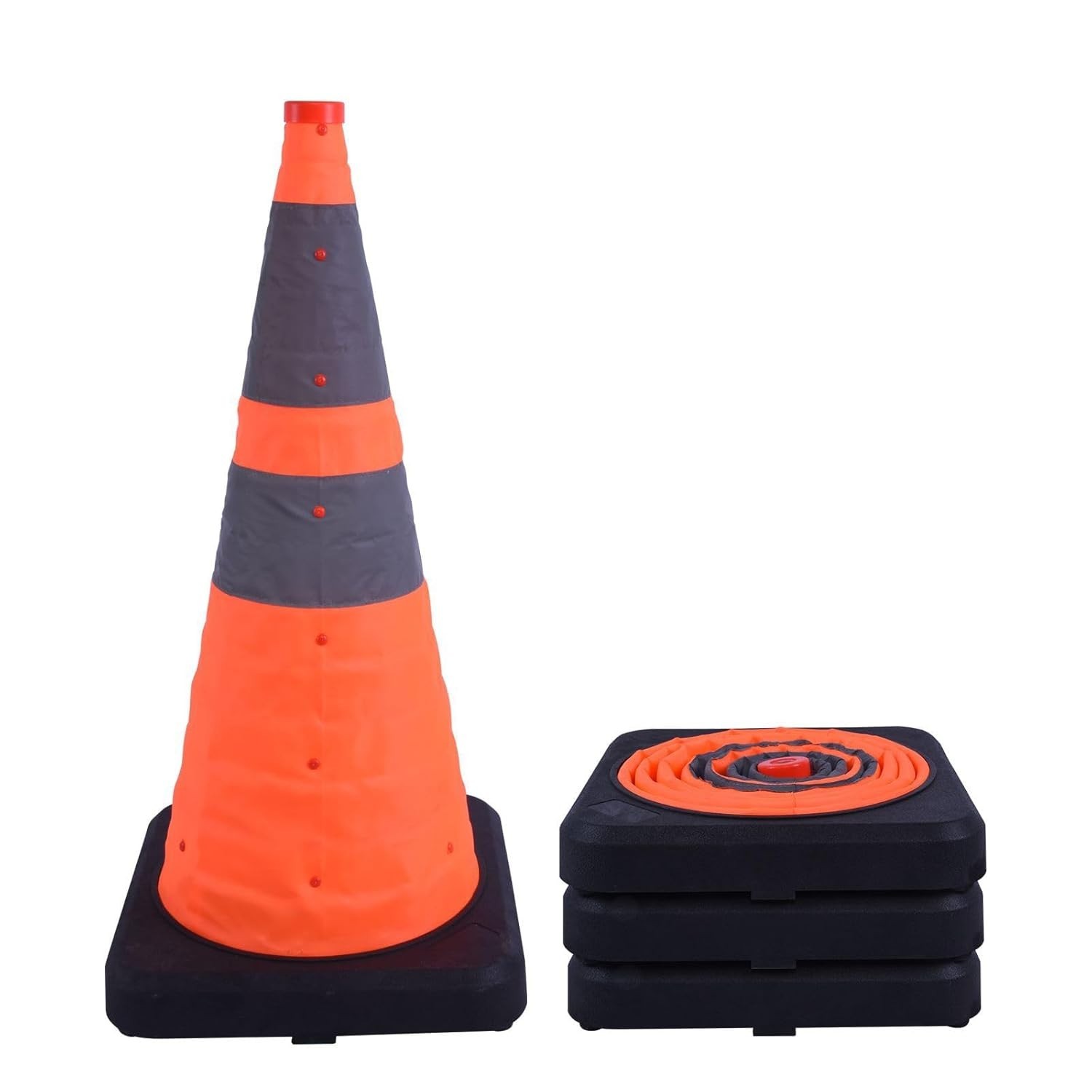 4 Pack 28inch Collapsible Traffic Safety Cones with Heavy Base for Parking