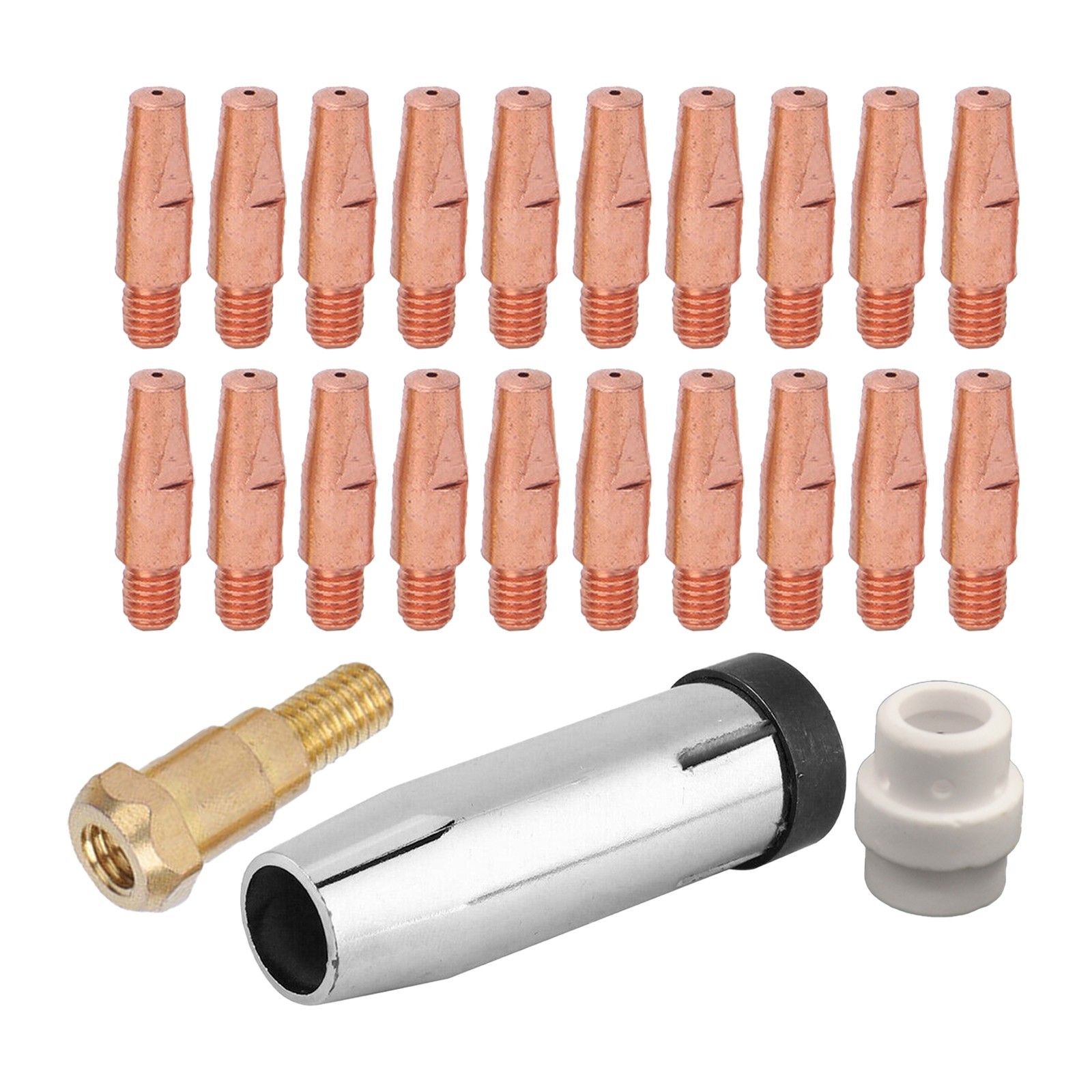 Long lasting MB 24KD MIG/MAG Welding Torch Contact Tips 23PCS Brass 0 8mm