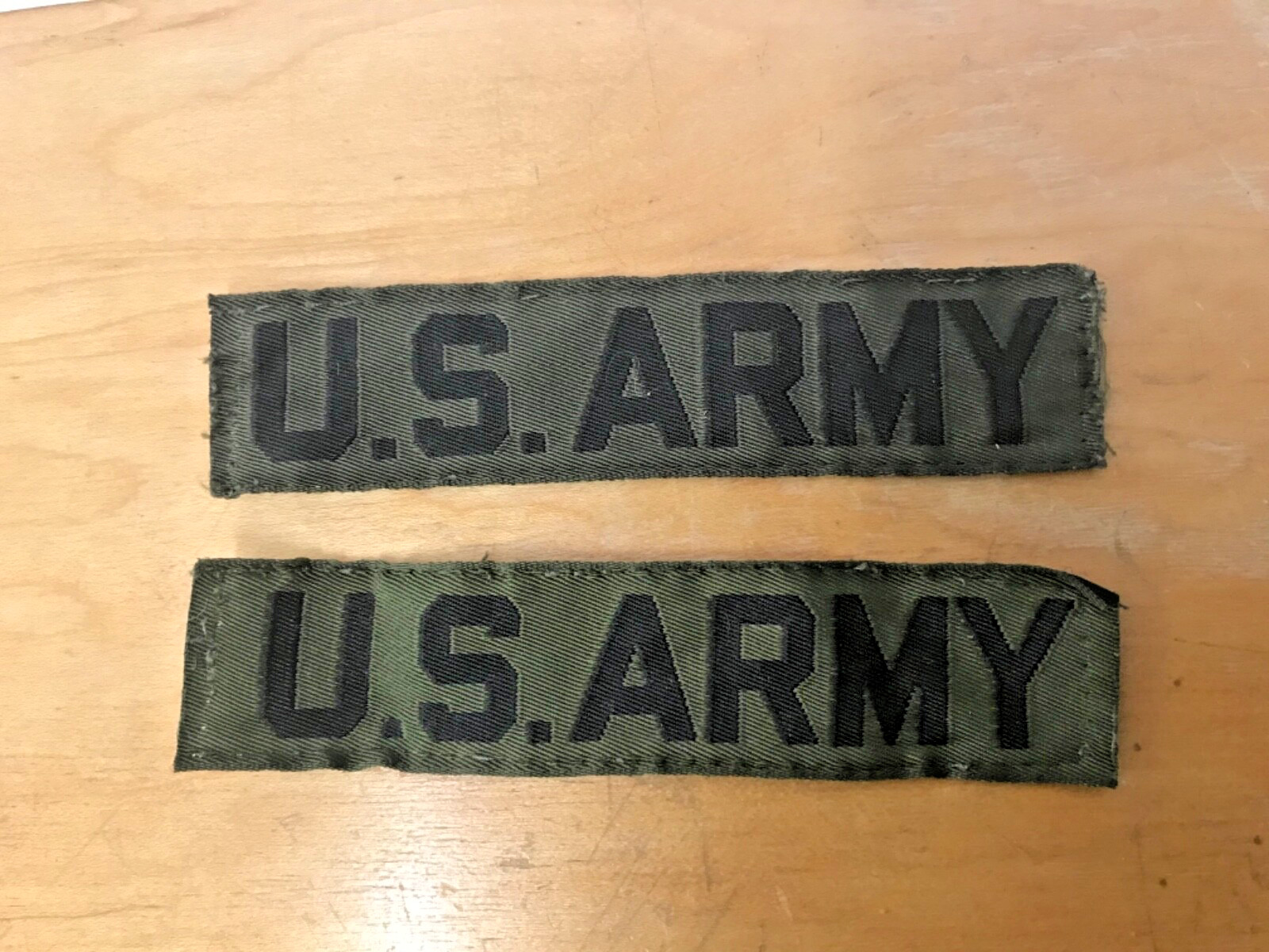 US ARMY TAG VINTAGE NYLON TAPE  WOVEN GREEN OD SET OF 2