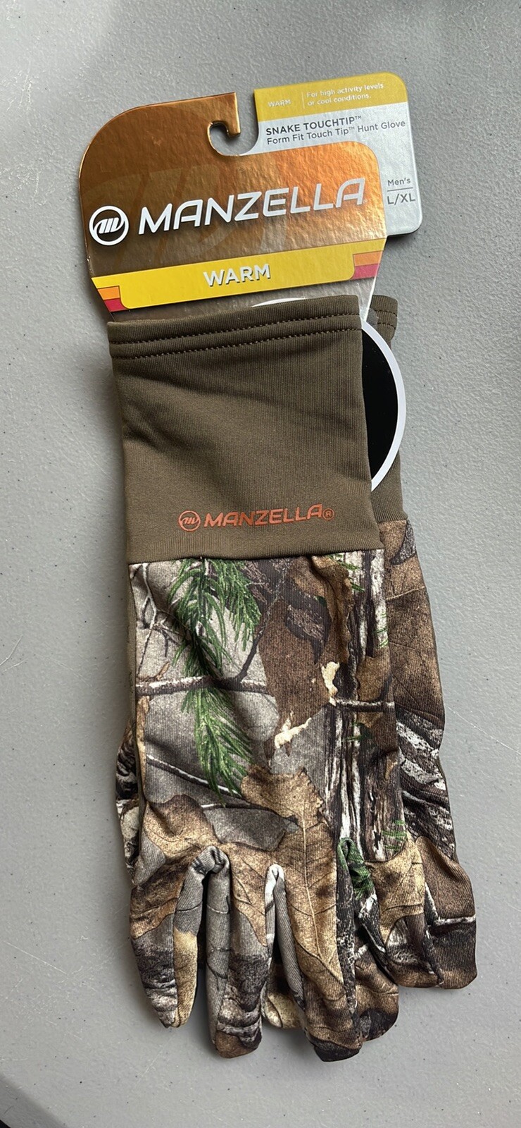Manzella Gloves Snake Touch Tip Lightweight Glove Realtree Large/X-Large