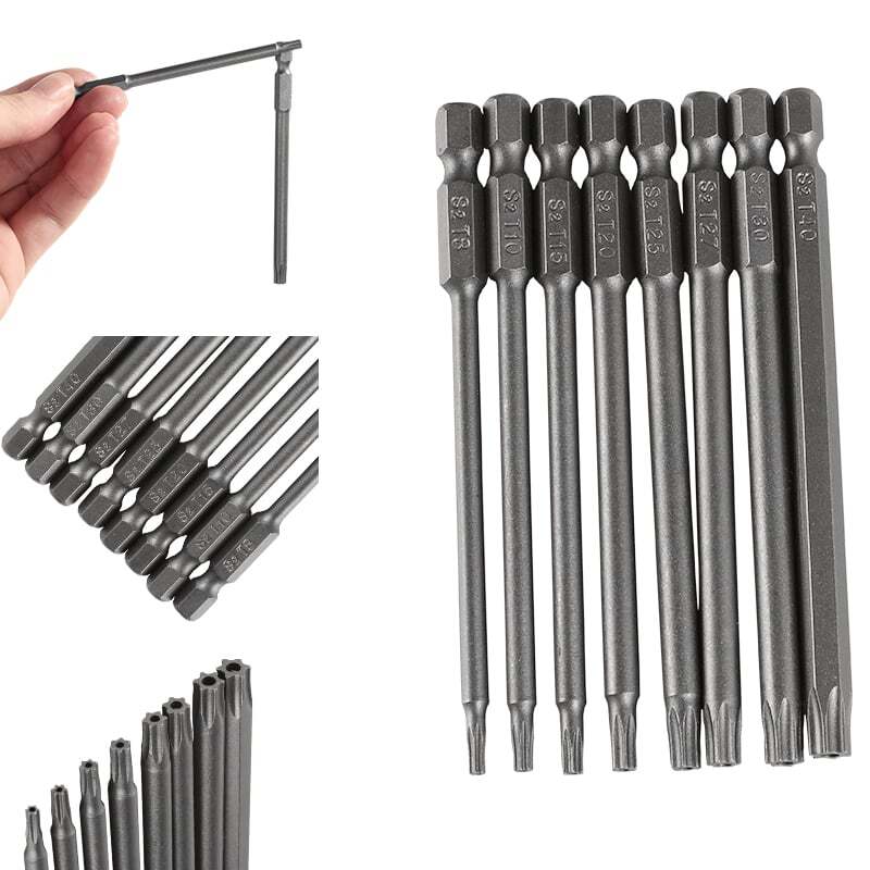 8PCS 100mm Extra Long Torx Screwdriver Bits Set - Security Hex Magnetic