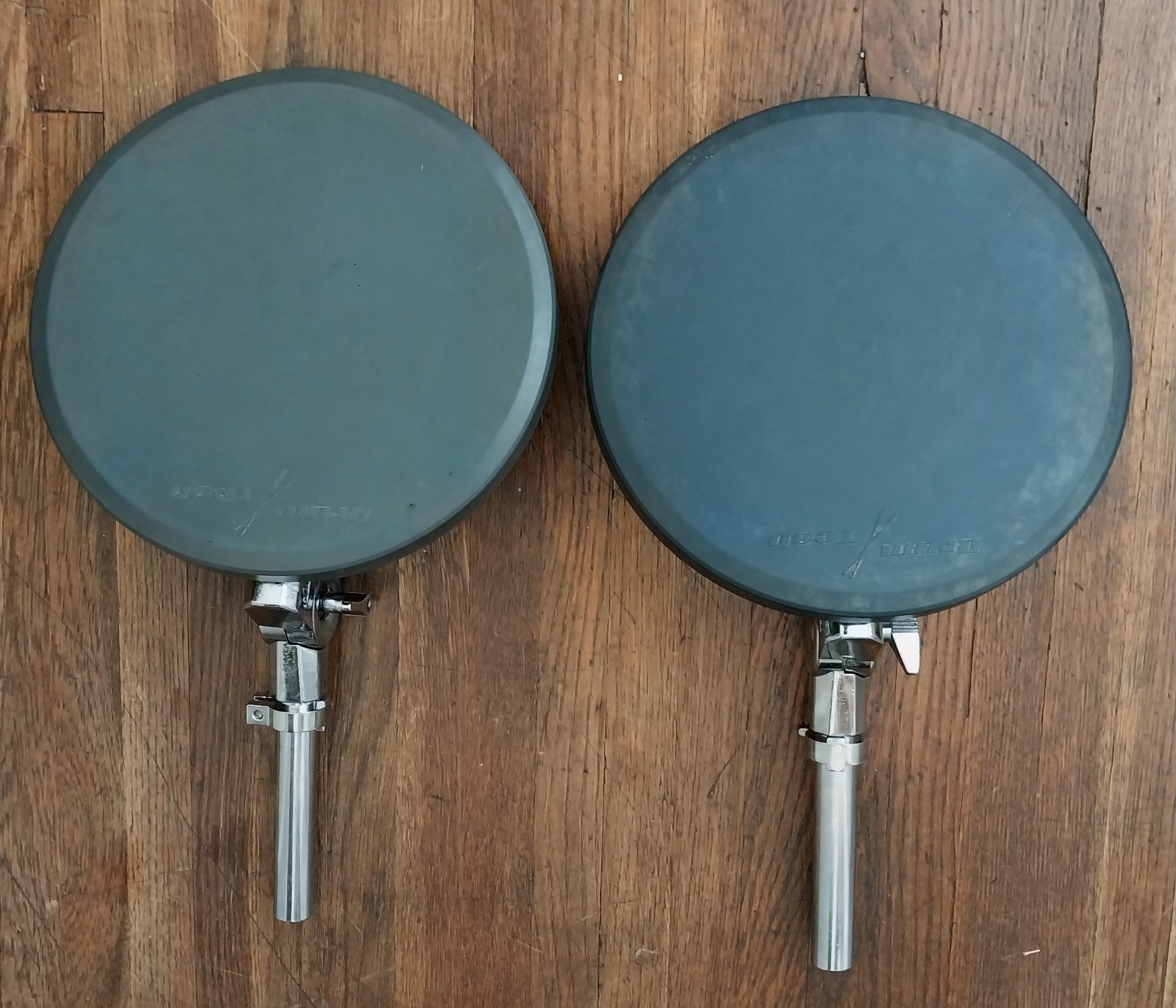 DrumTech 10" Single Zone Drum Pads(2) + Pearl Mounting Arms & Memory Locks--Nice