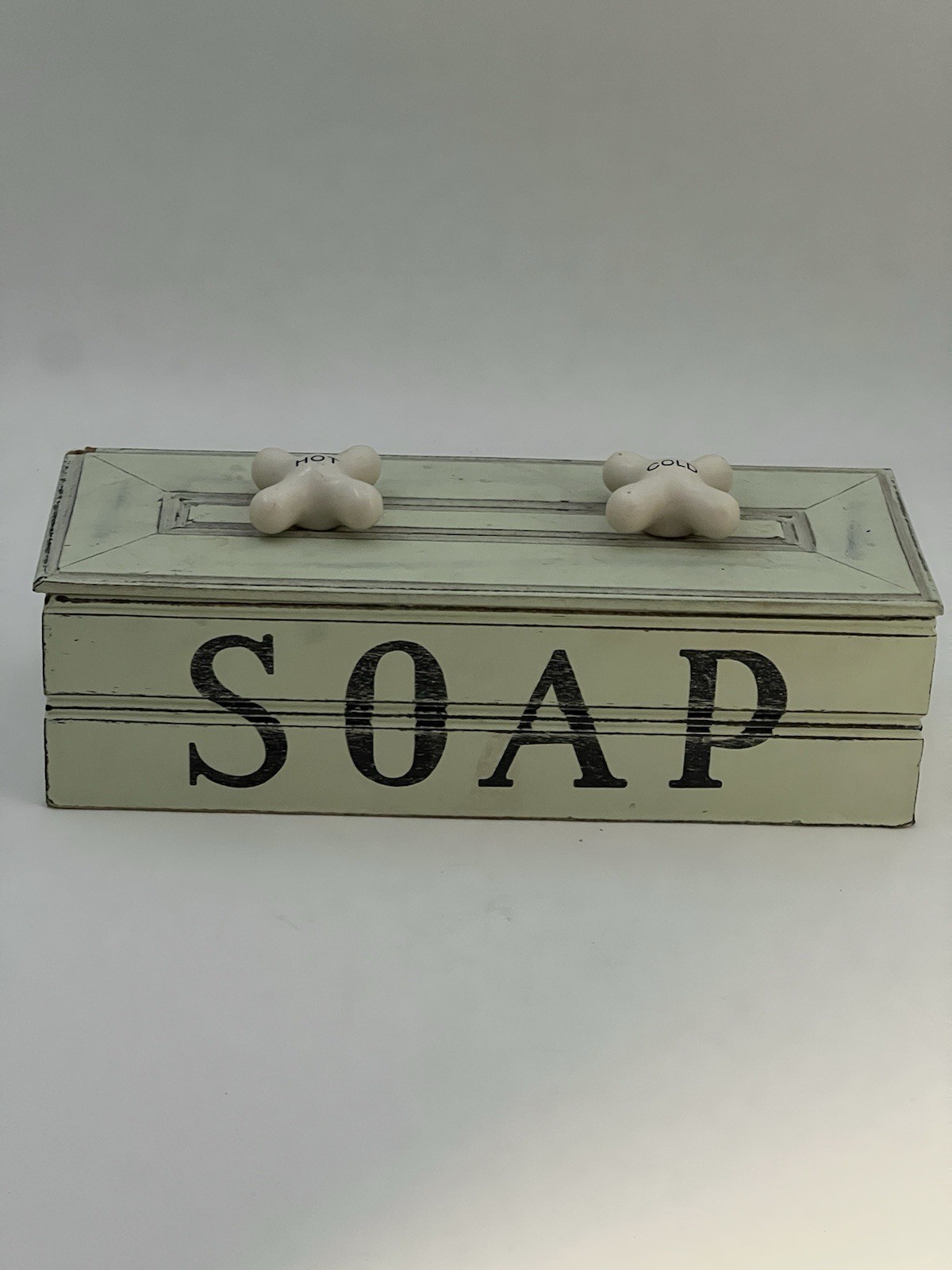 Distressed Wood  Green Box Bathroom Decor