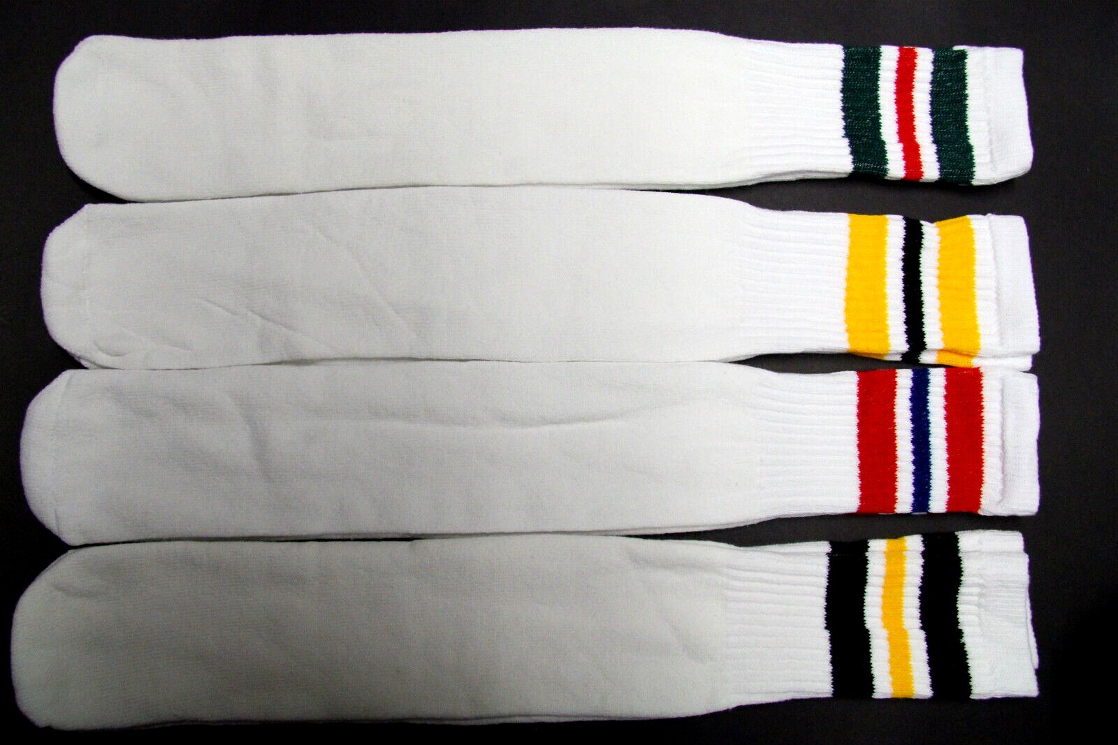 1 pairs 24 INCH LONG TUBE SOCKS WHITE STRIP MEN'S & WOMEN'S CREW BOOTS KNEE HIGH