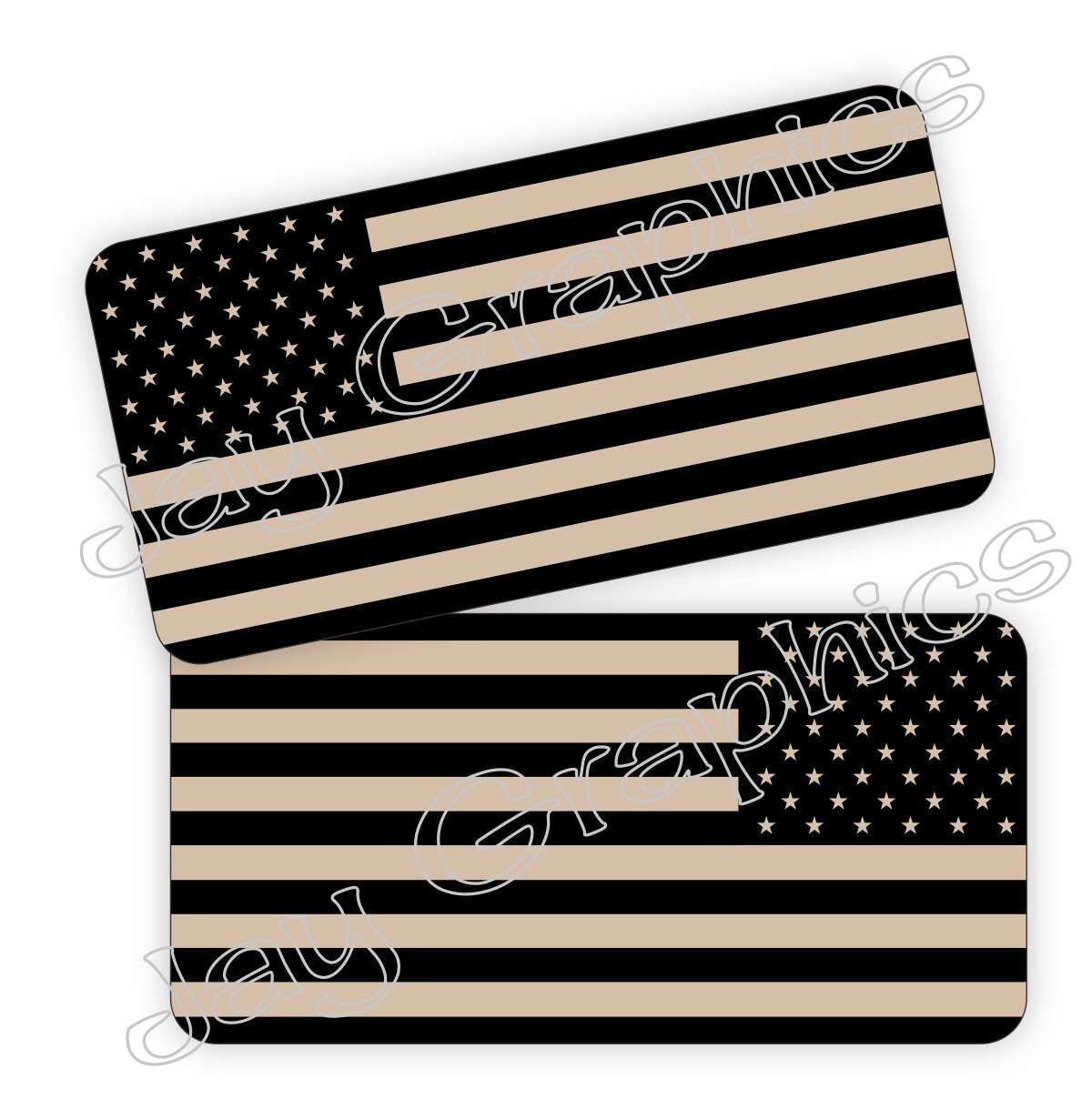 Desert Tan American Flags Hard Hat Stickers | Motorcycle Helmet Decals USA RH LH